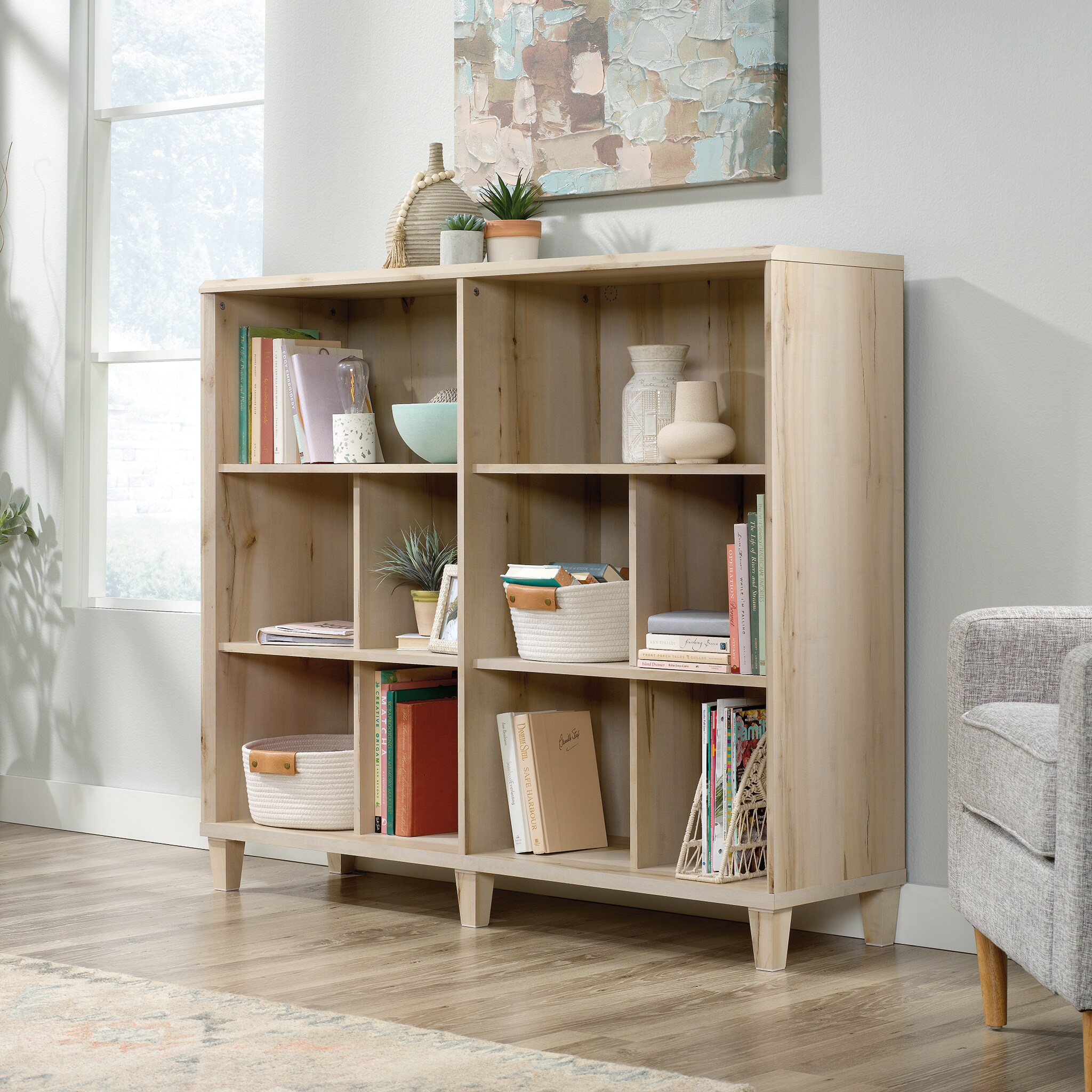 Sauder 425292 Pacific Maple Particleboard 6 -Shelf Bookcase ( 53.15-in W x 45.276-in H x 14.37-in D ) Finished