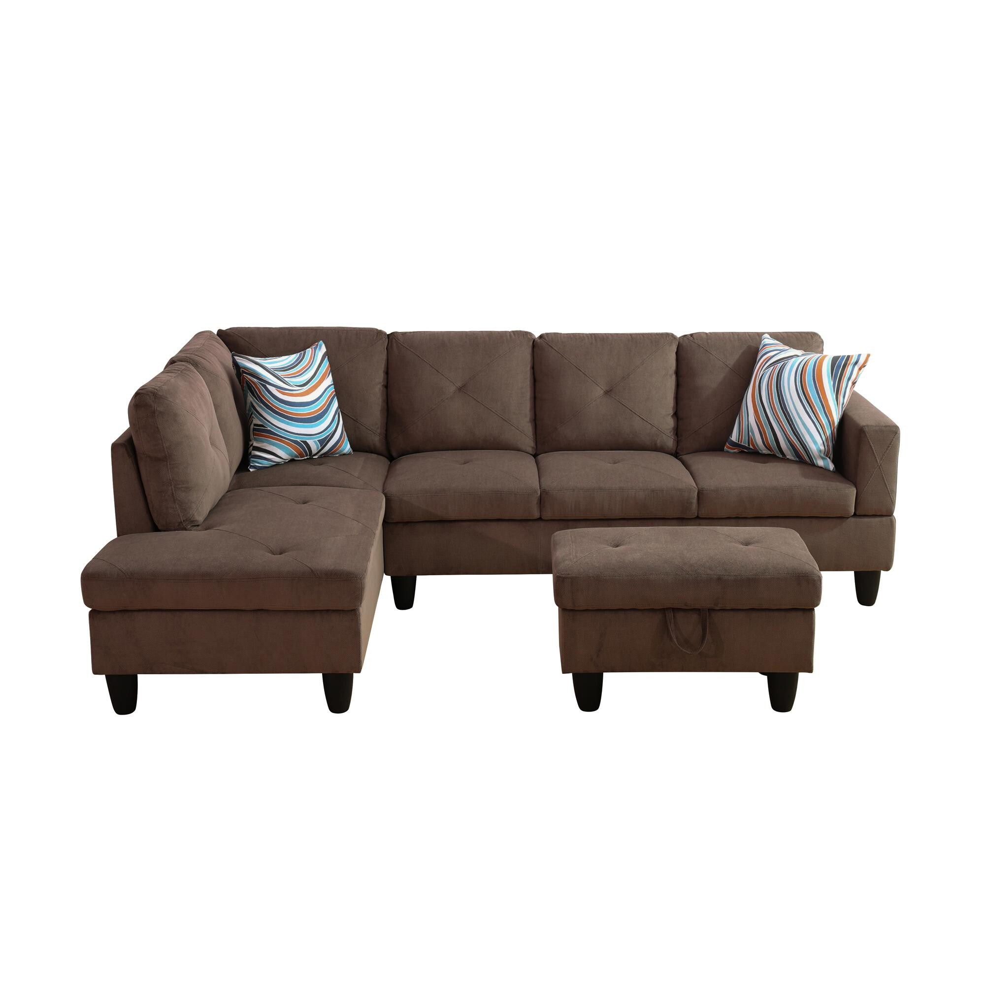 Clihome 66.5-in W Modern Brown 6-seater Storage Sectional