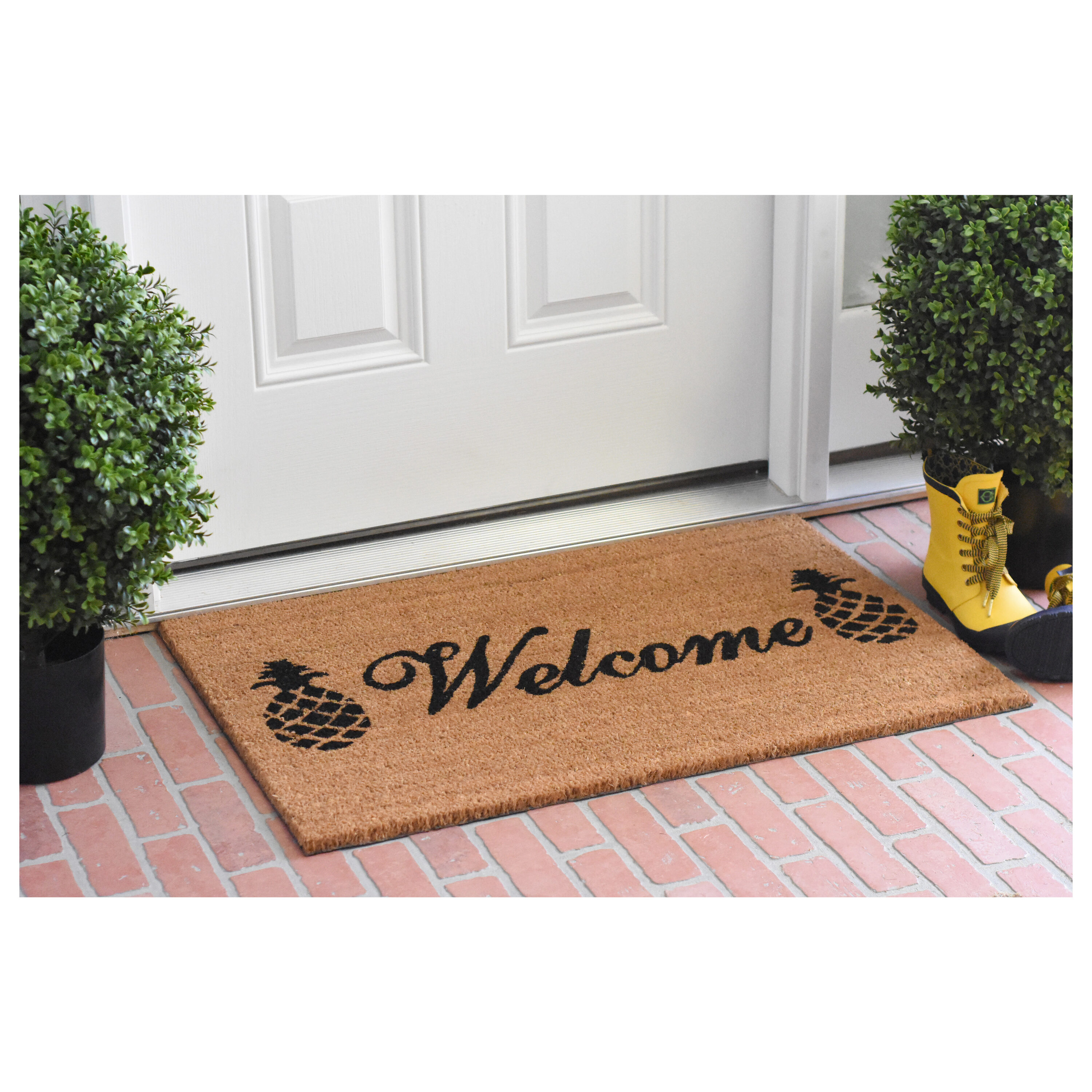 Natural Coir Pineapple Outdoor Doormat with Vinyl Backing
