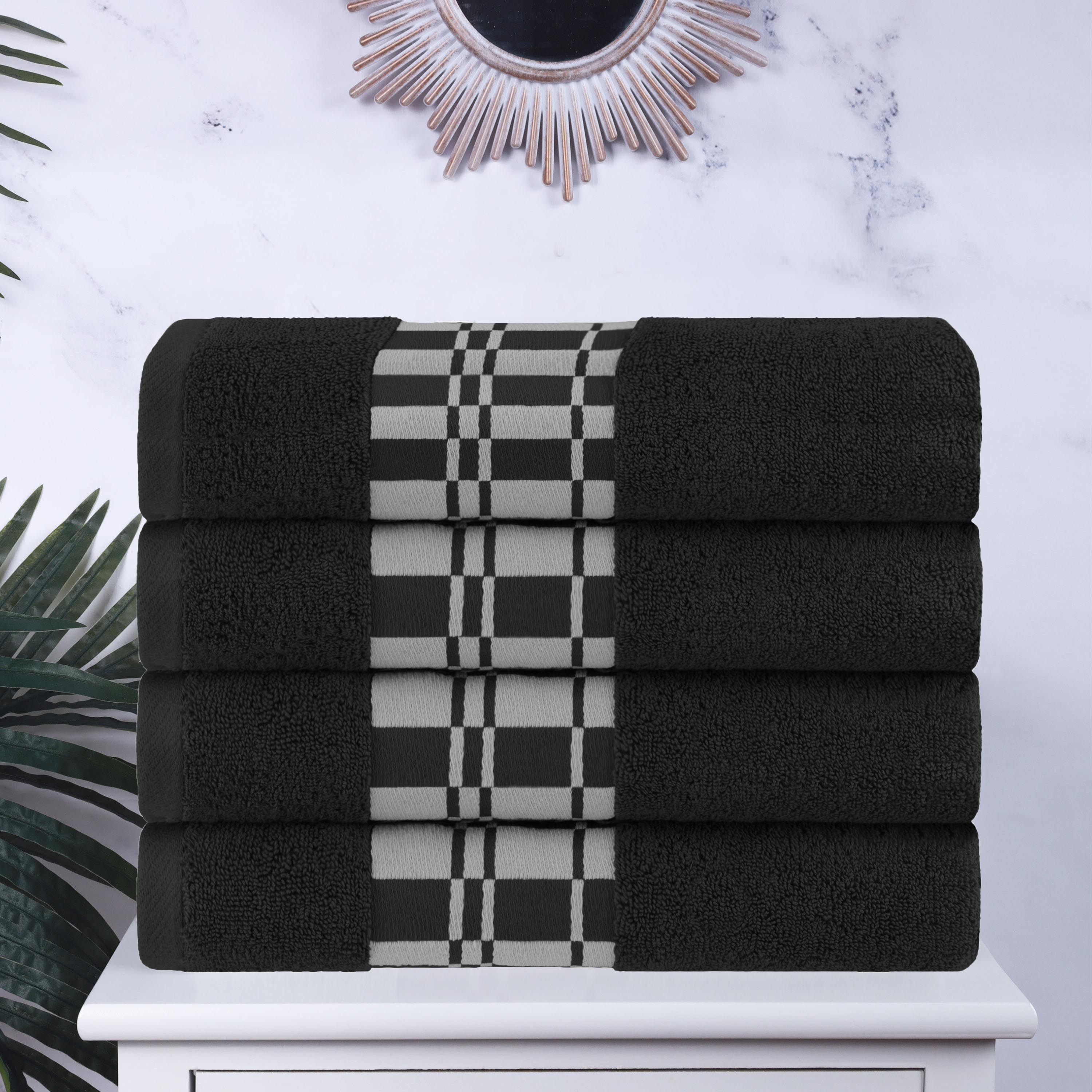 Superior 2 -Piece Black Cotton Quick Dry Bath towel set