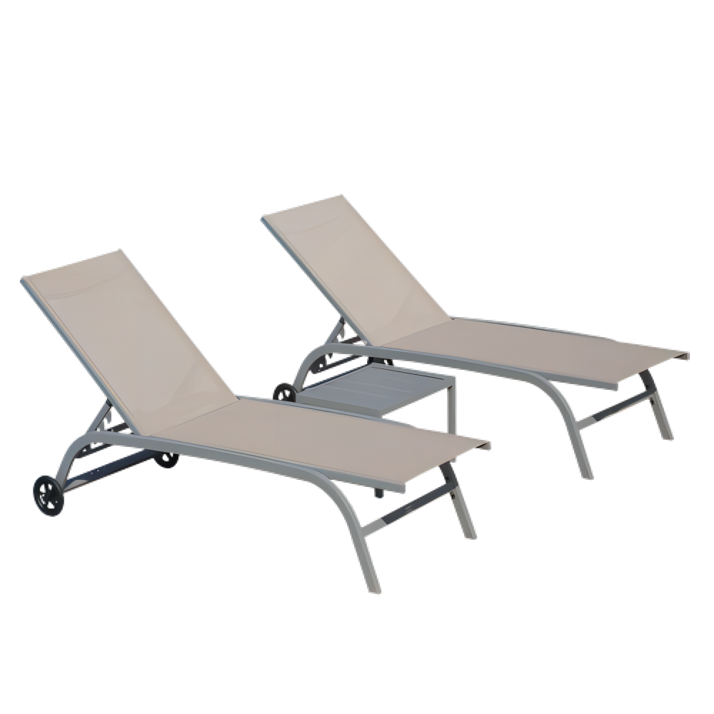 Clihome CL-DOL60BW Chaise Lounge Outdoor Set of 3-Piece Woven Patio Conversation Set with Gray