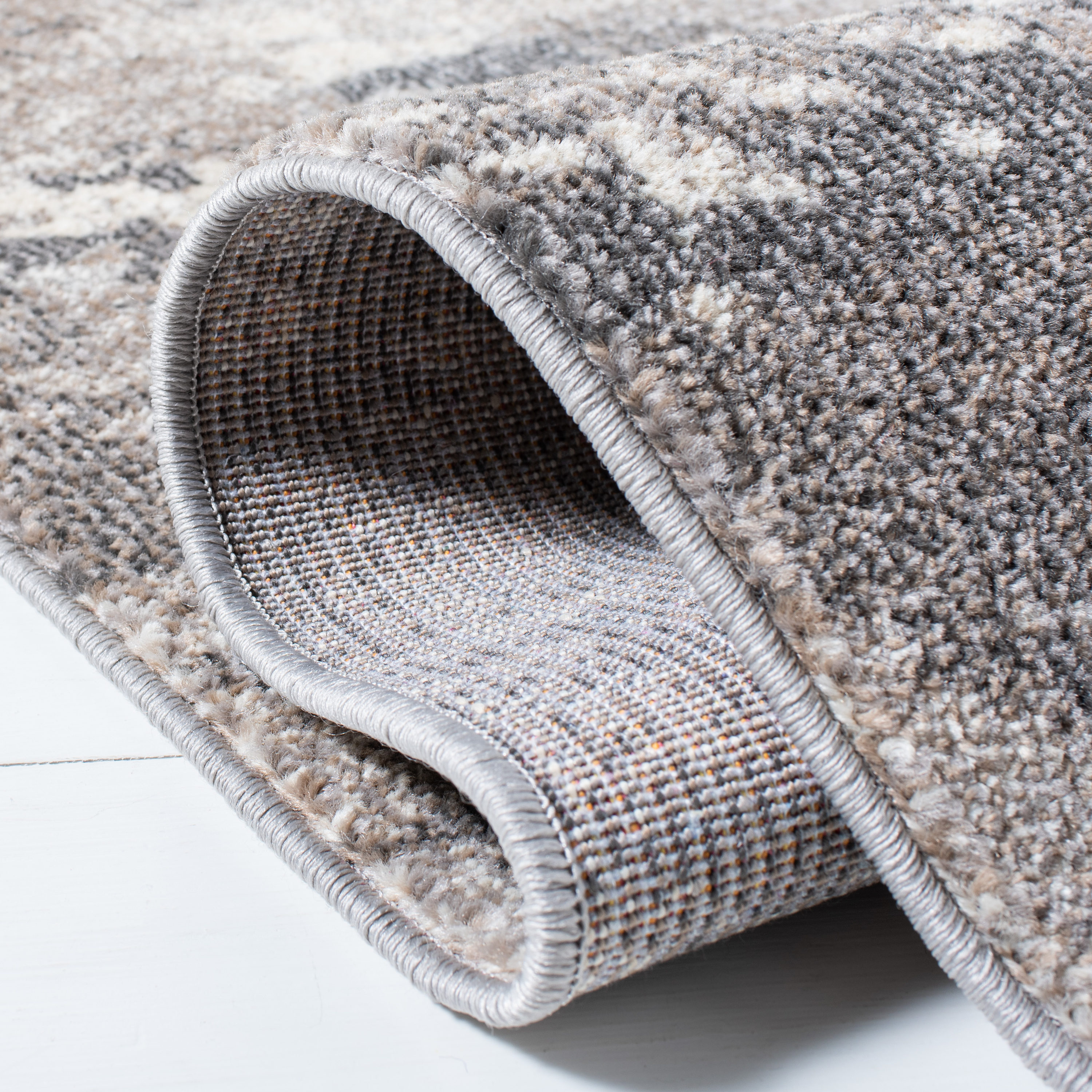 Elegant Gray Synthetic 8' x 10' Hand-Knotted Area Rug