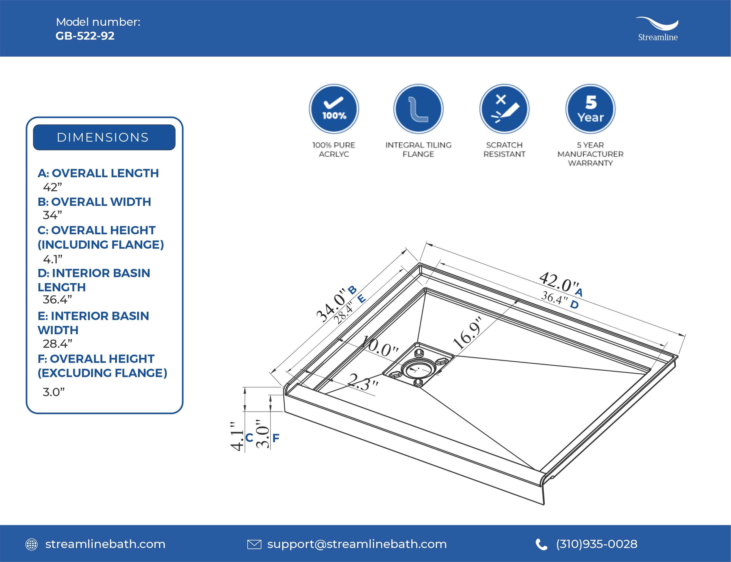 Streamline GB-522-92 Shower-Floors - View #8