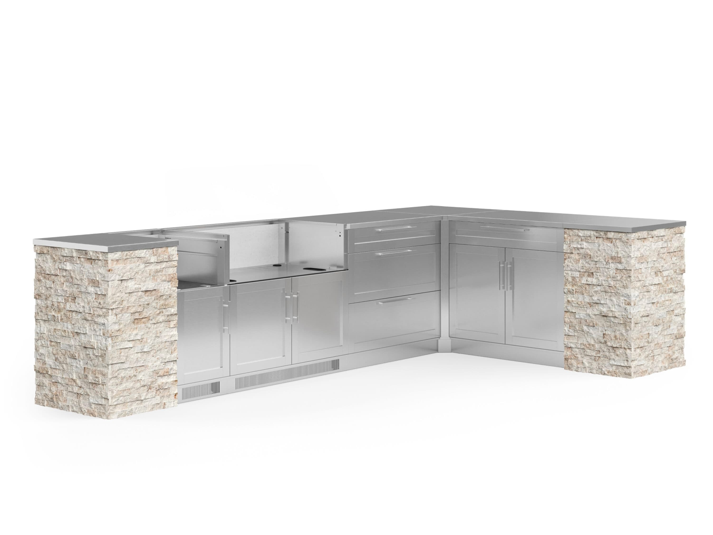 NewAge Products 69618 Signature Series Stainless Steel 11 -Piece 137.94-in W x 25.5-in D x 37-in H Modular Outdoor Kitchen Set
