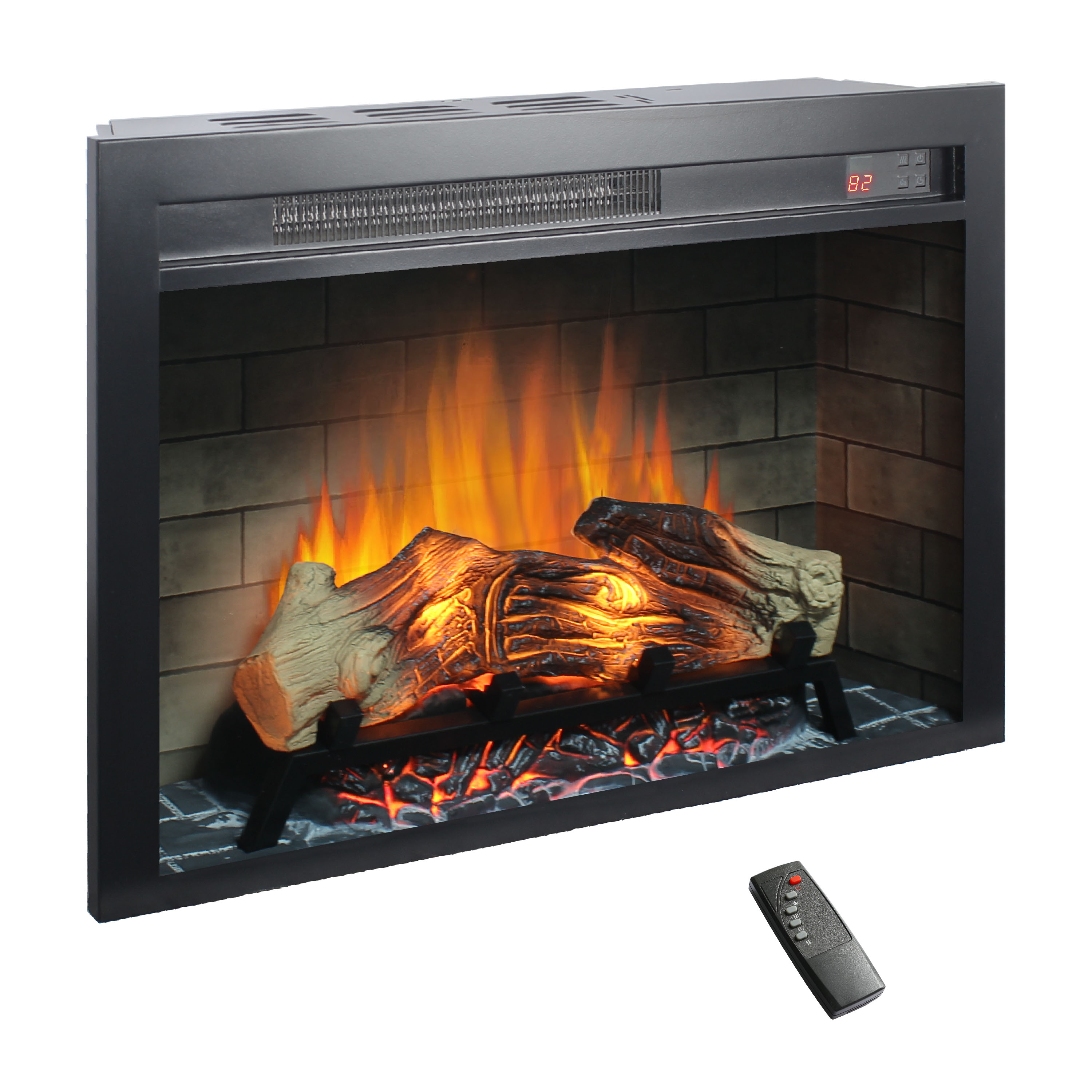 Mondawe WF-ZHX-05-28 28-Inches W Black Wall mount Infrared quartz Flat wall Electric Fireplace with Remote Control Included