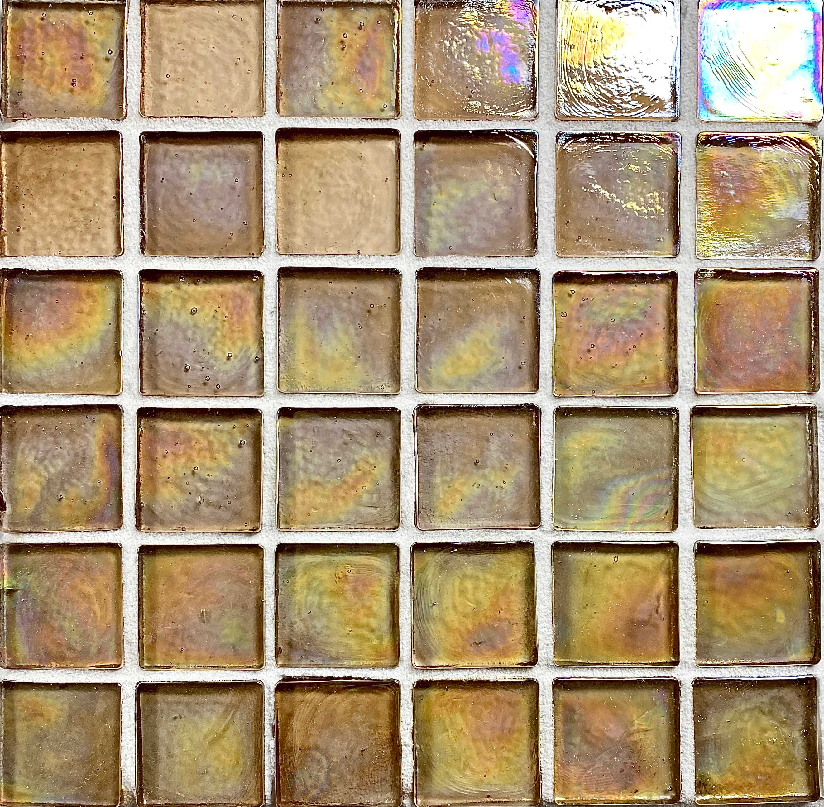 Abolos LWSATM0202-CIT Atmosphere Orange 2-in x 2-in Iridescent Glass Brick look Mosaic Wall Tile ( 10-sq ft Carton )