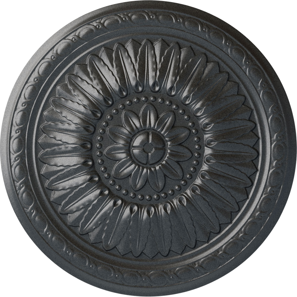 Ekena Millwork CM24TEPES Temple 24-in W x 24-in L Painted Pewter Polyurethane Whole Ceiling Medallion