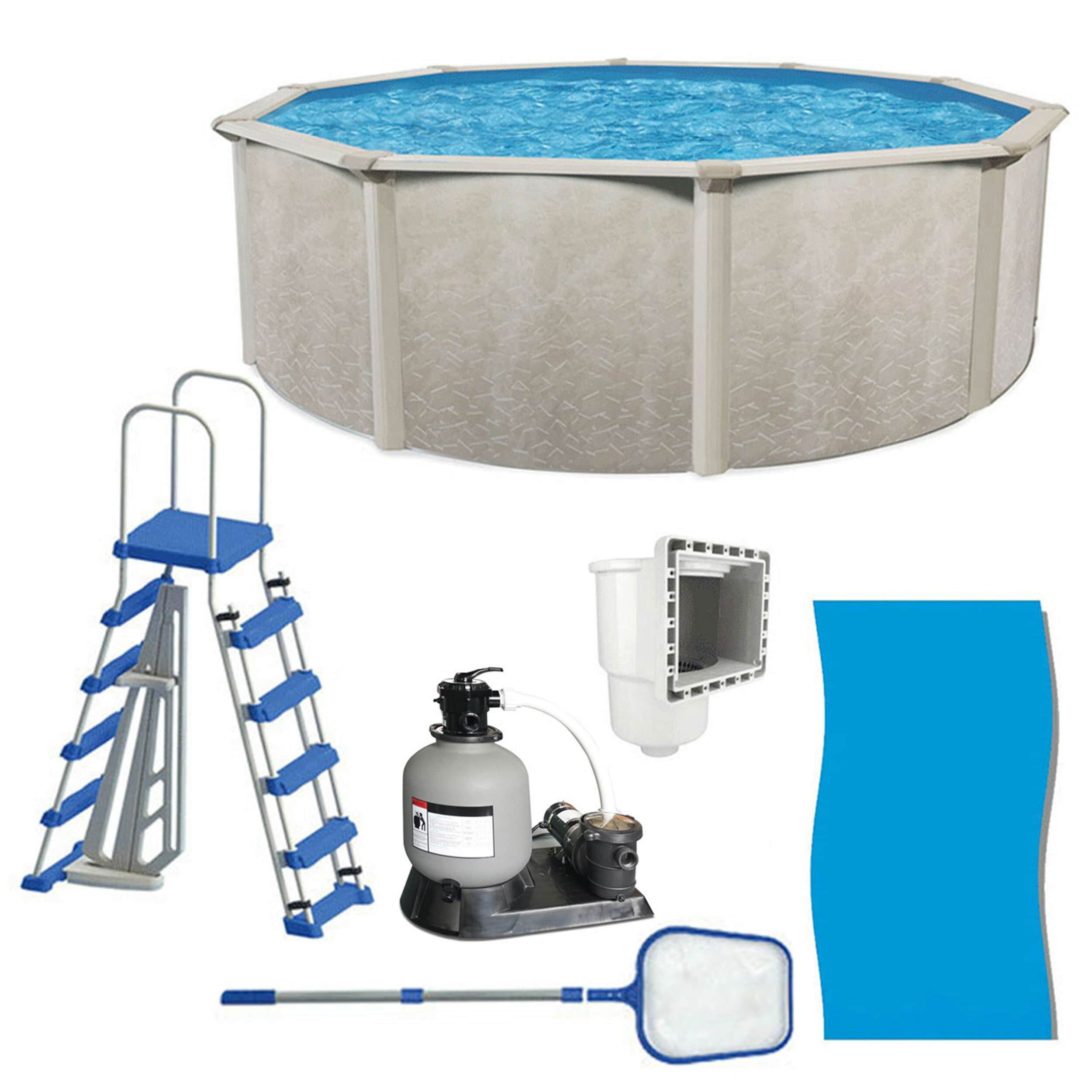 Aquarian 75180 24-Feet x 24-Feet x 52-Inches Metal frame Round Above-Ground Pool with Filter Pump with Ladder