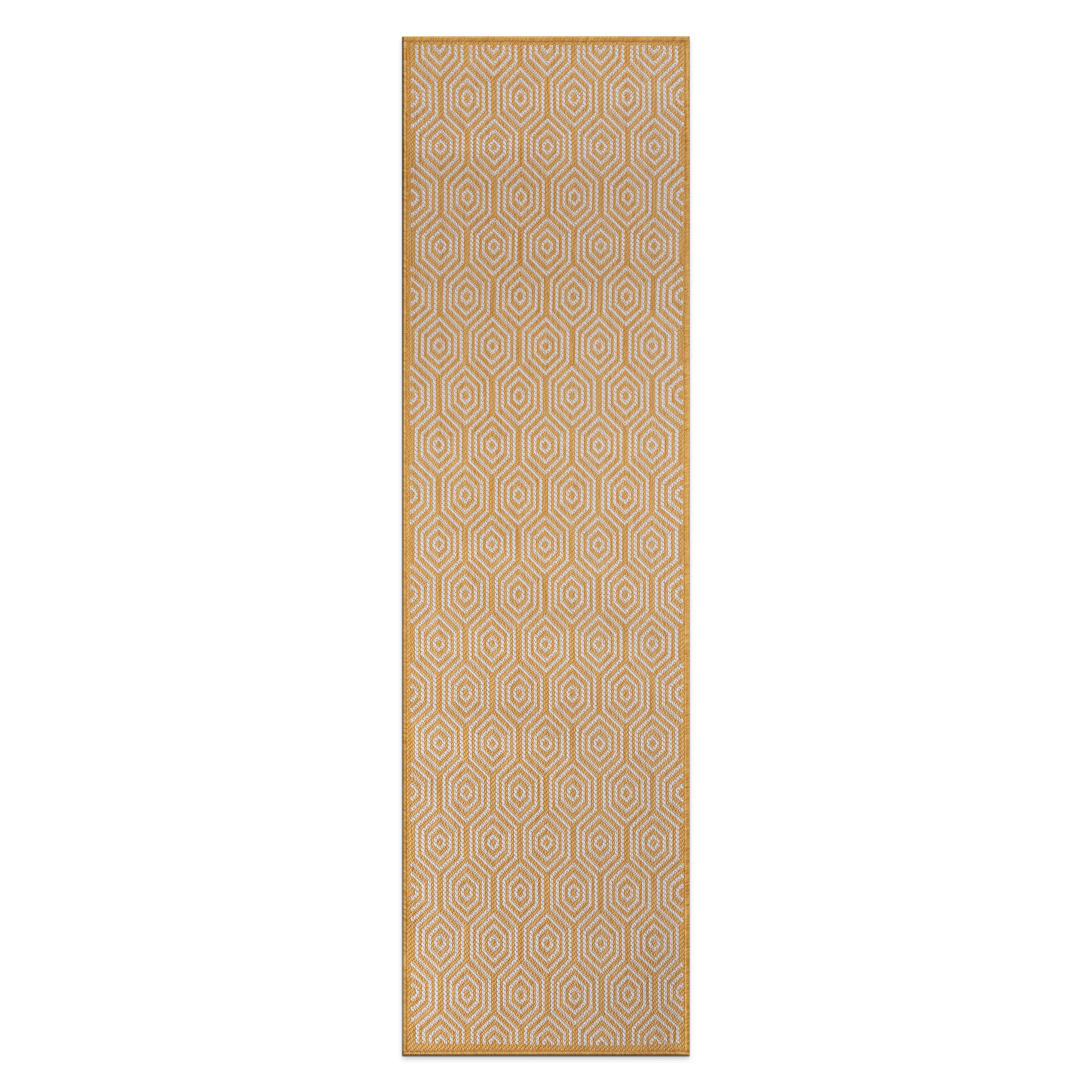 World Rug Gallery 120YELLOW2X7 Summer 2 x 7 (ft) Loomed Polypropylene Yellow Rectangular Indoor/Outdoor Geometric Global Area rug