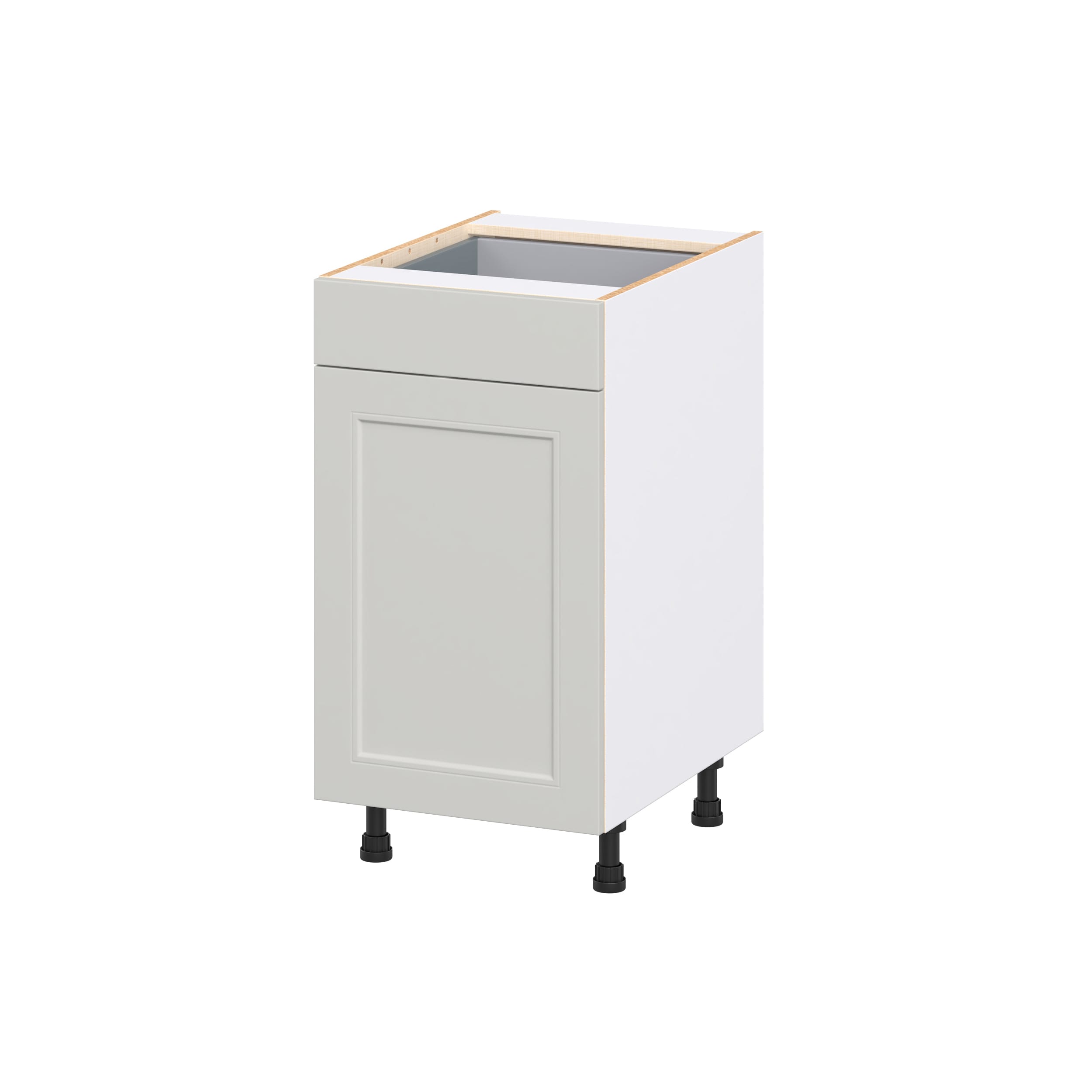 Hugo&Borg DSB18SWB-BE Belcourt 18-in W x 34.5-in H x 24.5-in D Painted Light Gray Pull-out cabinet Base Fully assembled Cabinet Recessed Panel Shaker