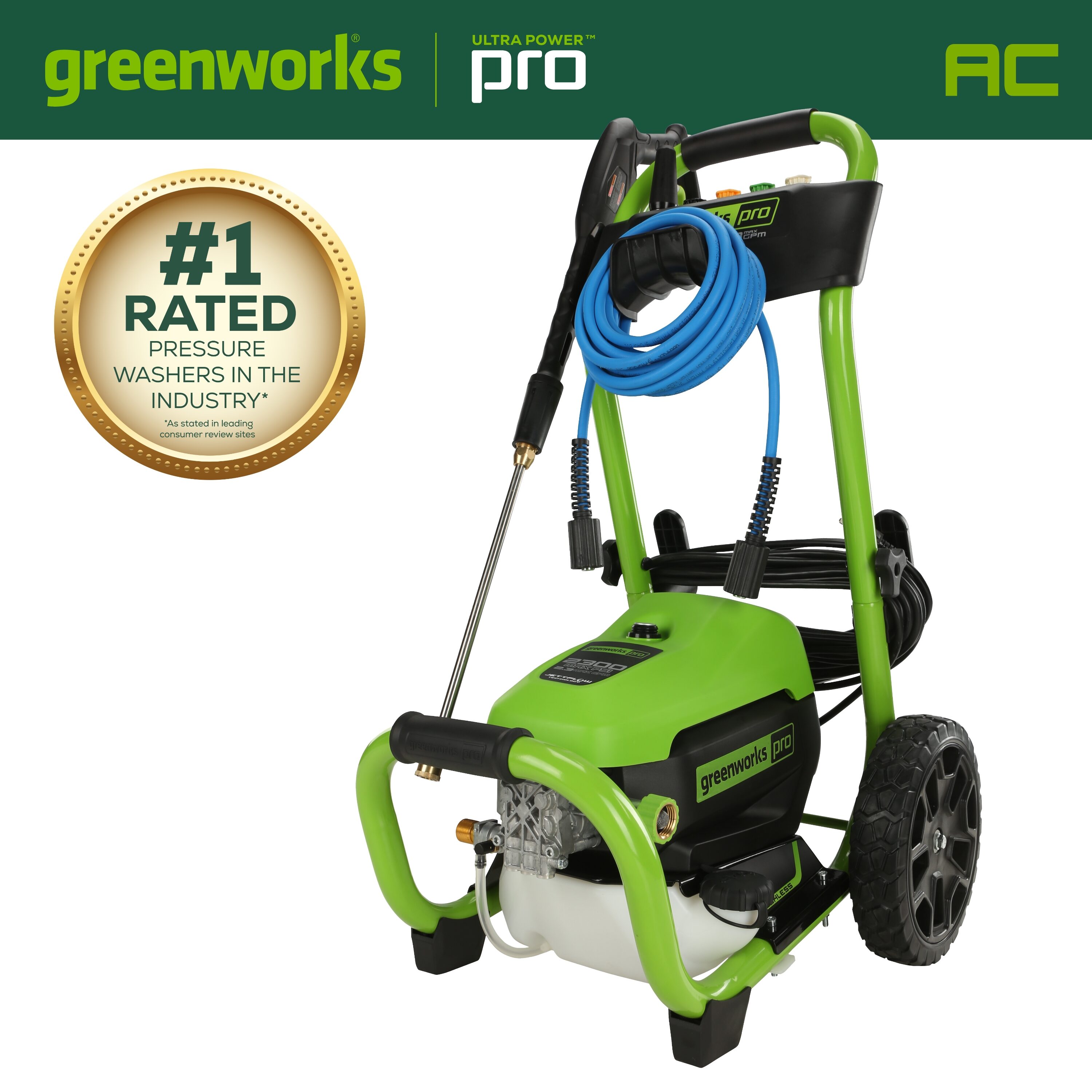 2300 PSI 1.2-GPM Cold Water Electric Pressure Washer (Battery and Charger Not Included) | - Greenworks Pro GPW2301