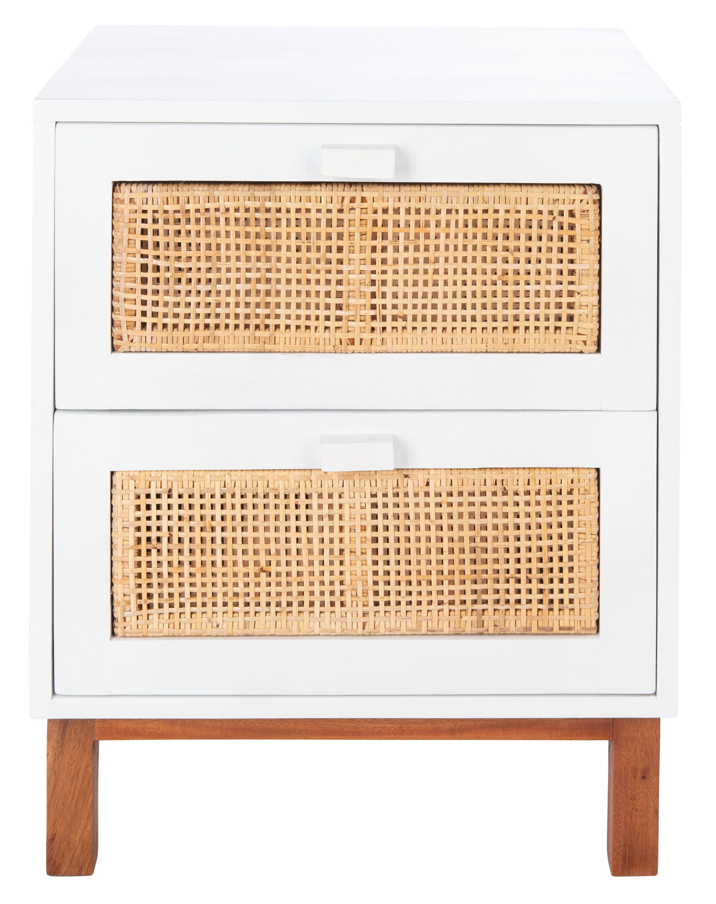 Safavieh NST4006B Erica White/Natural Mahogany Nightstand
