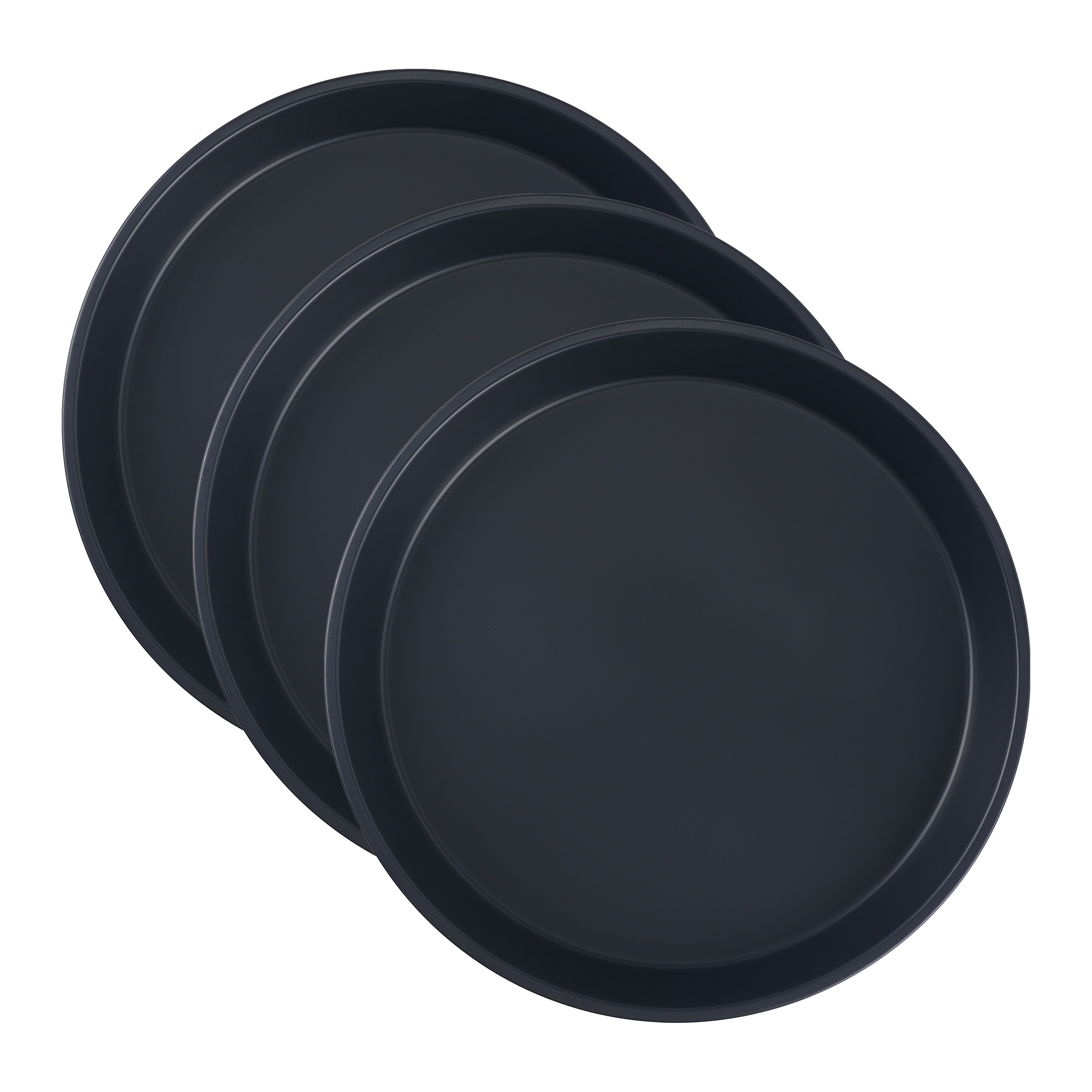 Unique Bargains Baking Sheet Pan Set of 3 Warp-Resistant Nonstick Round Cake Pan Large Thick Sheet Pans for Baking Roasting 11.8x11.8x1.6in Black #S25121901UX5847