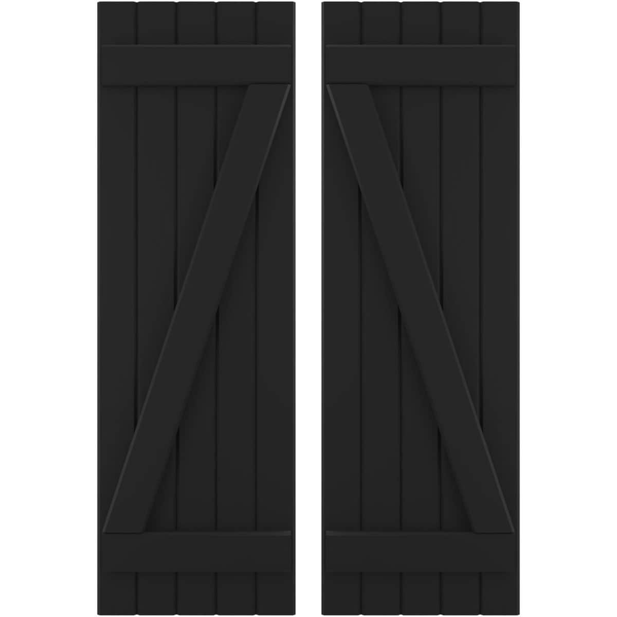 Ekena Millwork ARW102BB518X48BLH 17.5-in W x 48-in H Black Paintable/Stainable Board and batten Spaced Wood Exterior Shutters ( 2 -Pack )