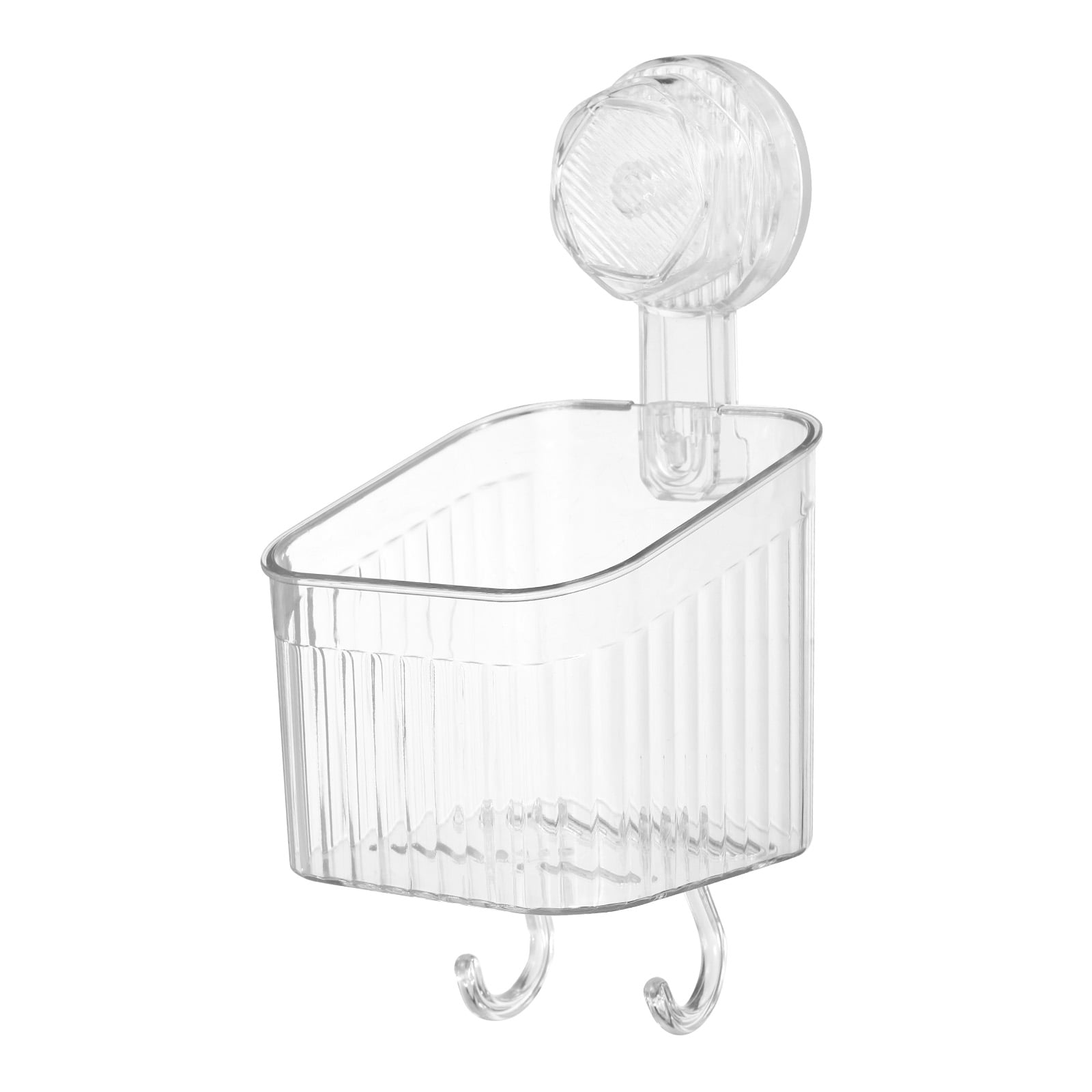 Unique Bargains 1pc Suction Cup Shower Caddy with Hooks 3.7 Inch Suction Cup Shower Organizer Shelf Wall Mount Dispenser Rack Storage Shelf for Bathroom Kitchen Clear #S25092300UX2653