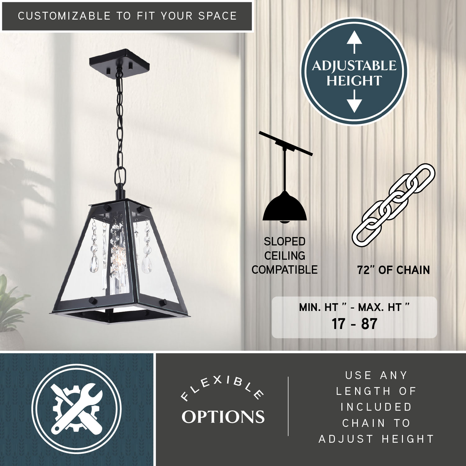 Tremont Matte Black and Bronze Glass Pendant Light
