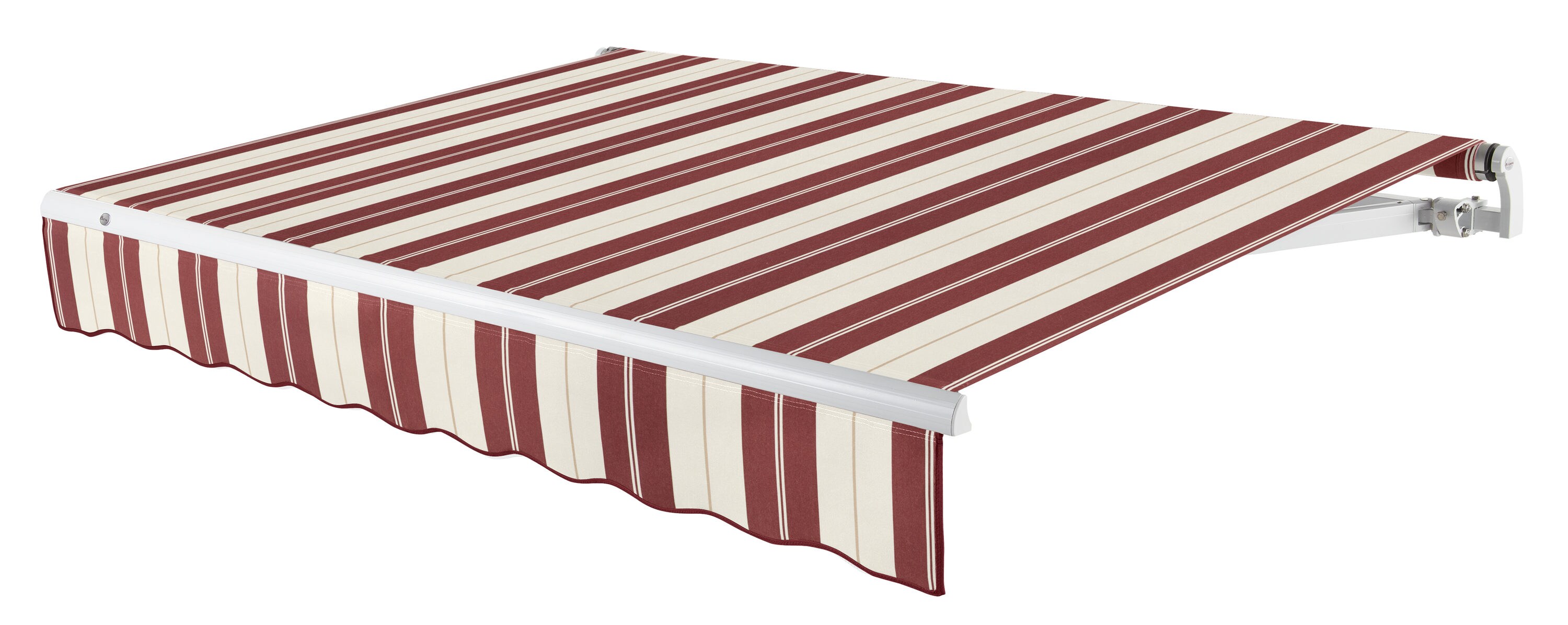 Awntech MTL16-643-BTD Maui Left Motor 192-in Wide x 120-in Projection x 10-in Height Fabric Burgundy/Tan Wide Stripe Striped Motorized Retractable Patio Awning