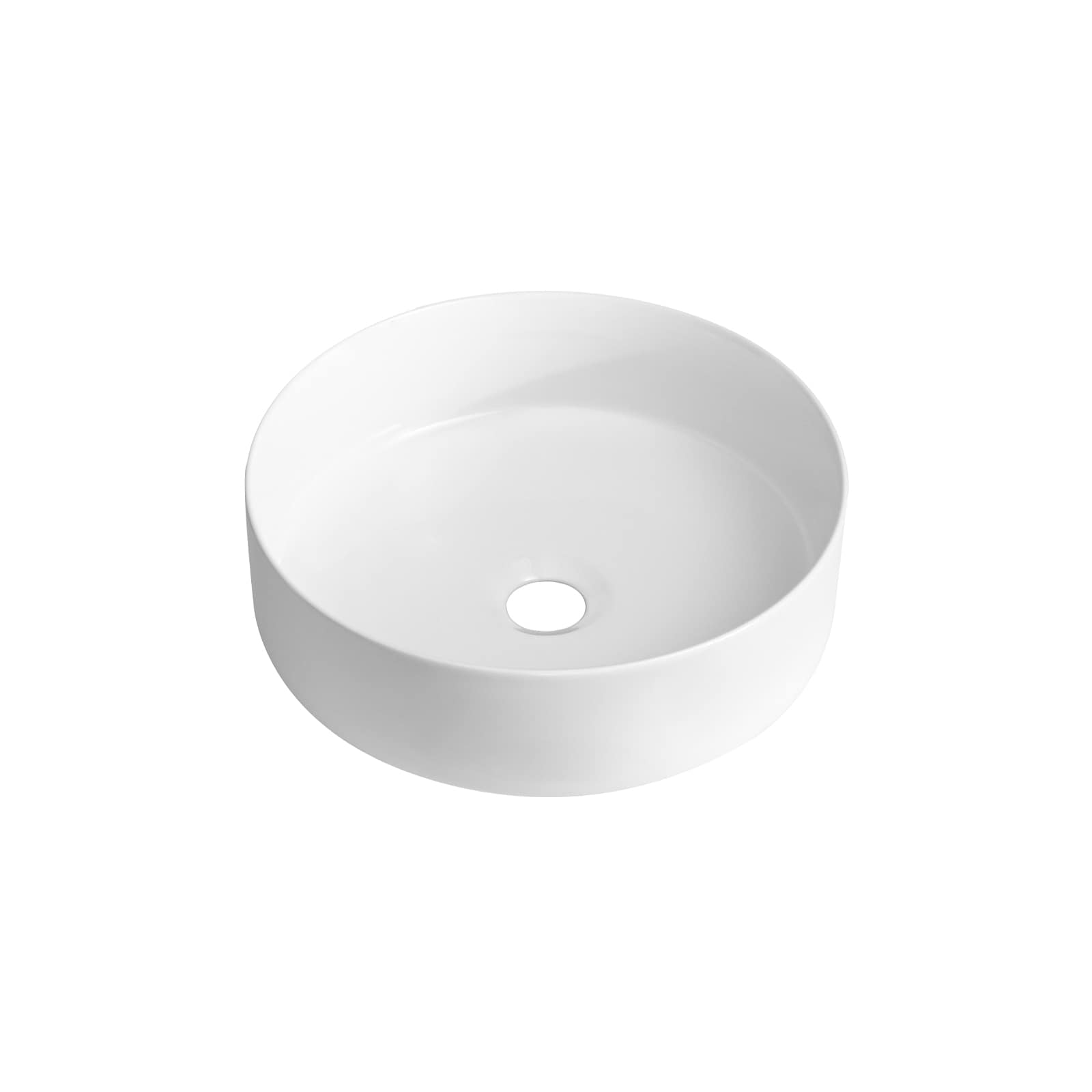 Vanfority - Aveline Ceramic 14 in. Vessel Round Modern White Bathroom Sink