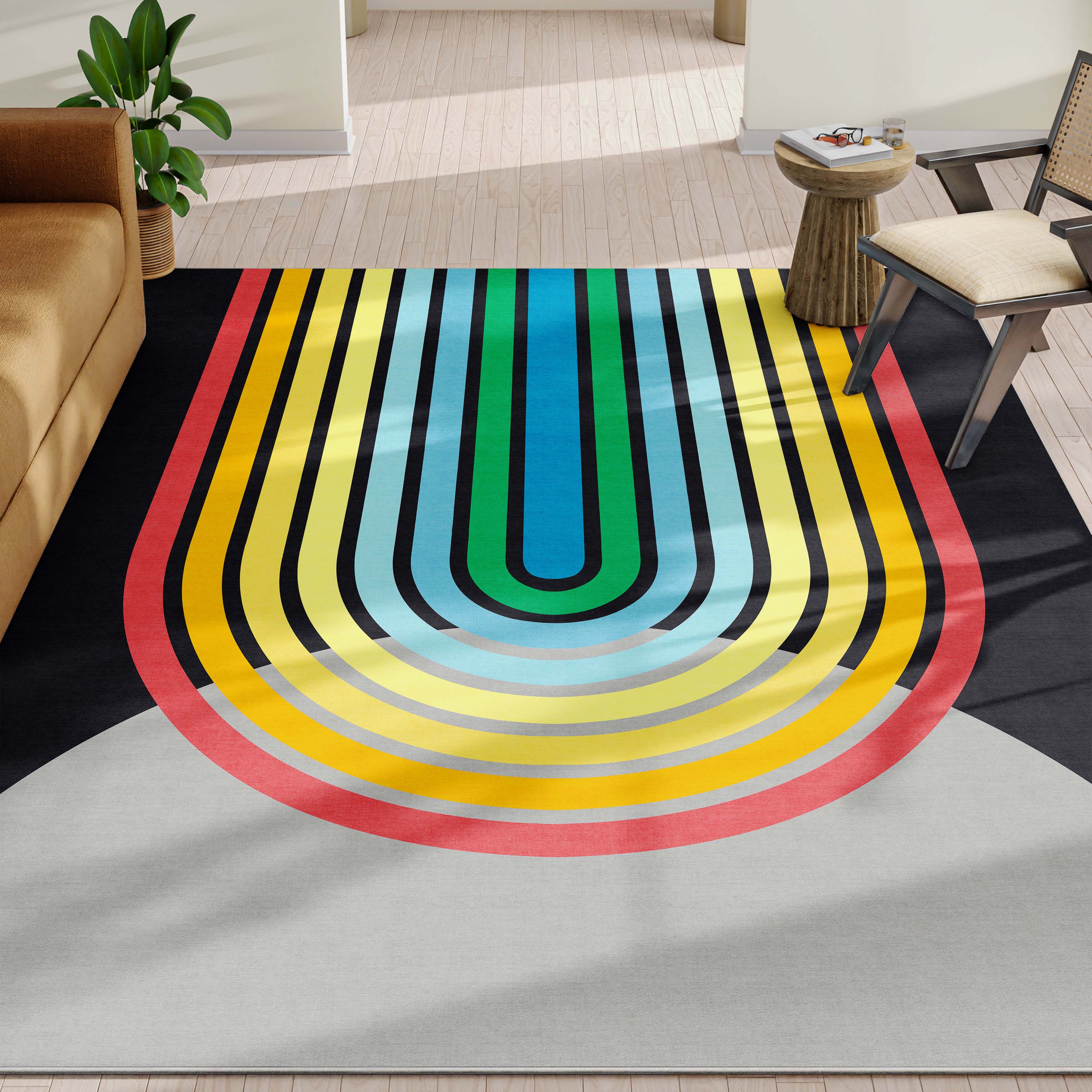 Well Woven CRA-21A-5 Crayola 5 x 7 (ft) Loomed Polyester Multi Color Rectangular Indoor Geometric Mid-Century Modern Area rug