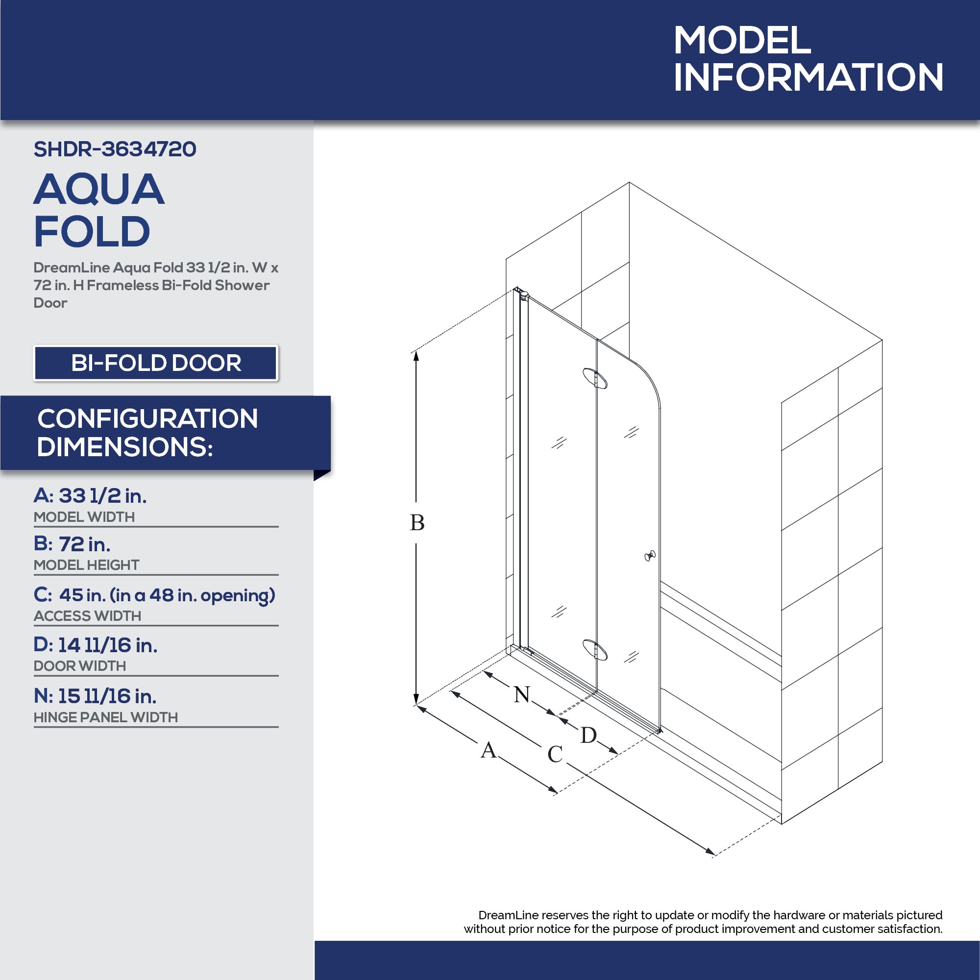 Dreamline Aqua Fold White 3 Piece 36 In X 36 In X 77 In Square Alcove Shower Kit Center Drain