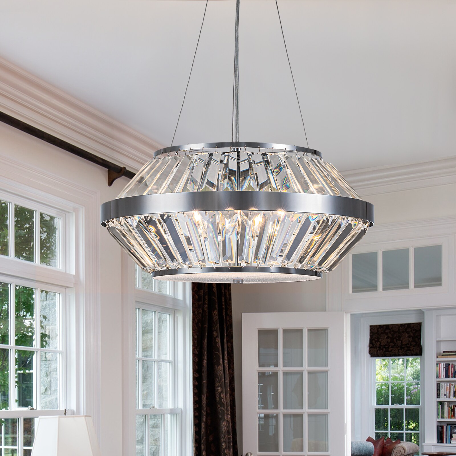 EDISLIVE Y81010000047408 Perley 5 -Light Chrome Modern/contemporary Drum Medium Hanging Kitchen island light