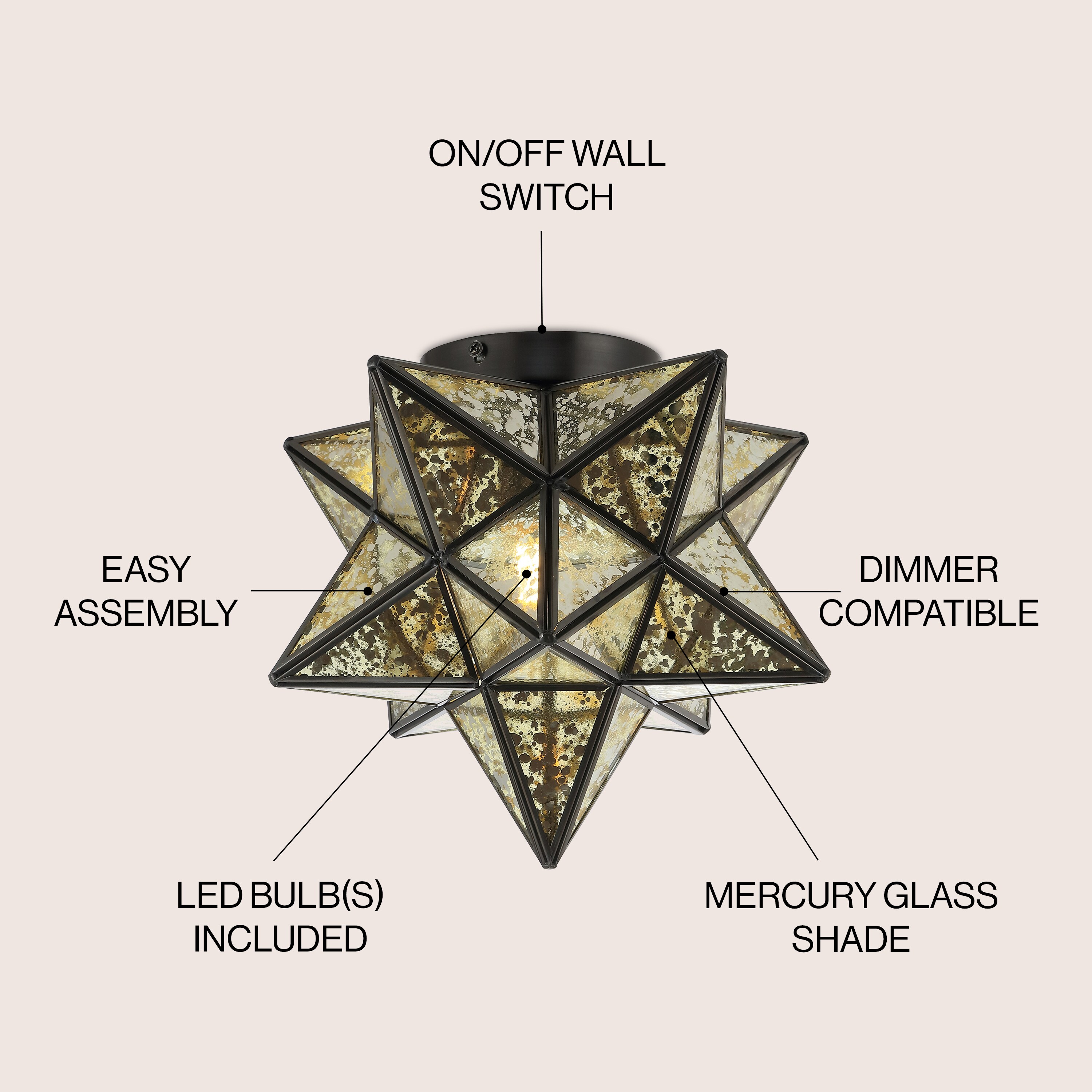 Stella 12" Moravian Star LED Flush Mount in Oil Rubbed Bronze