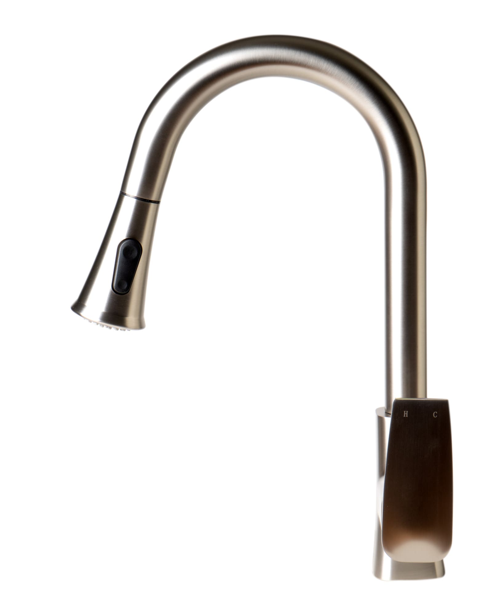 Brushed Nickel Gooseneck Pull Down Kitchen Faucet with Spray
