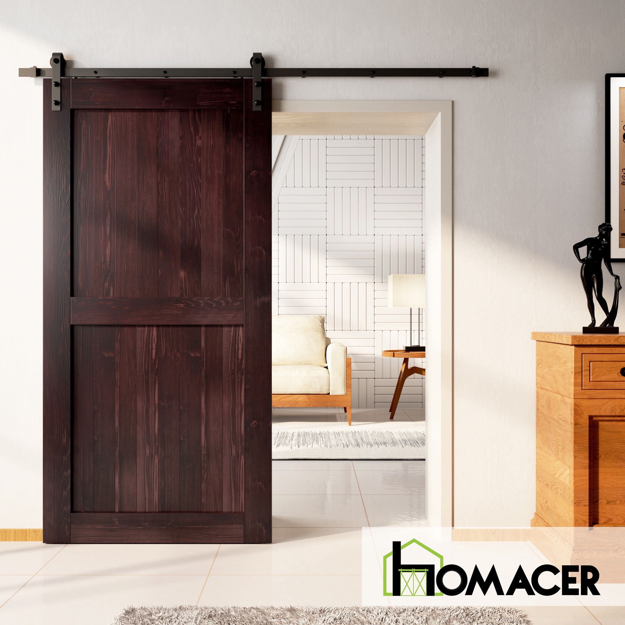 HOMACER 4884-H-RED Barn-Doors - View #2