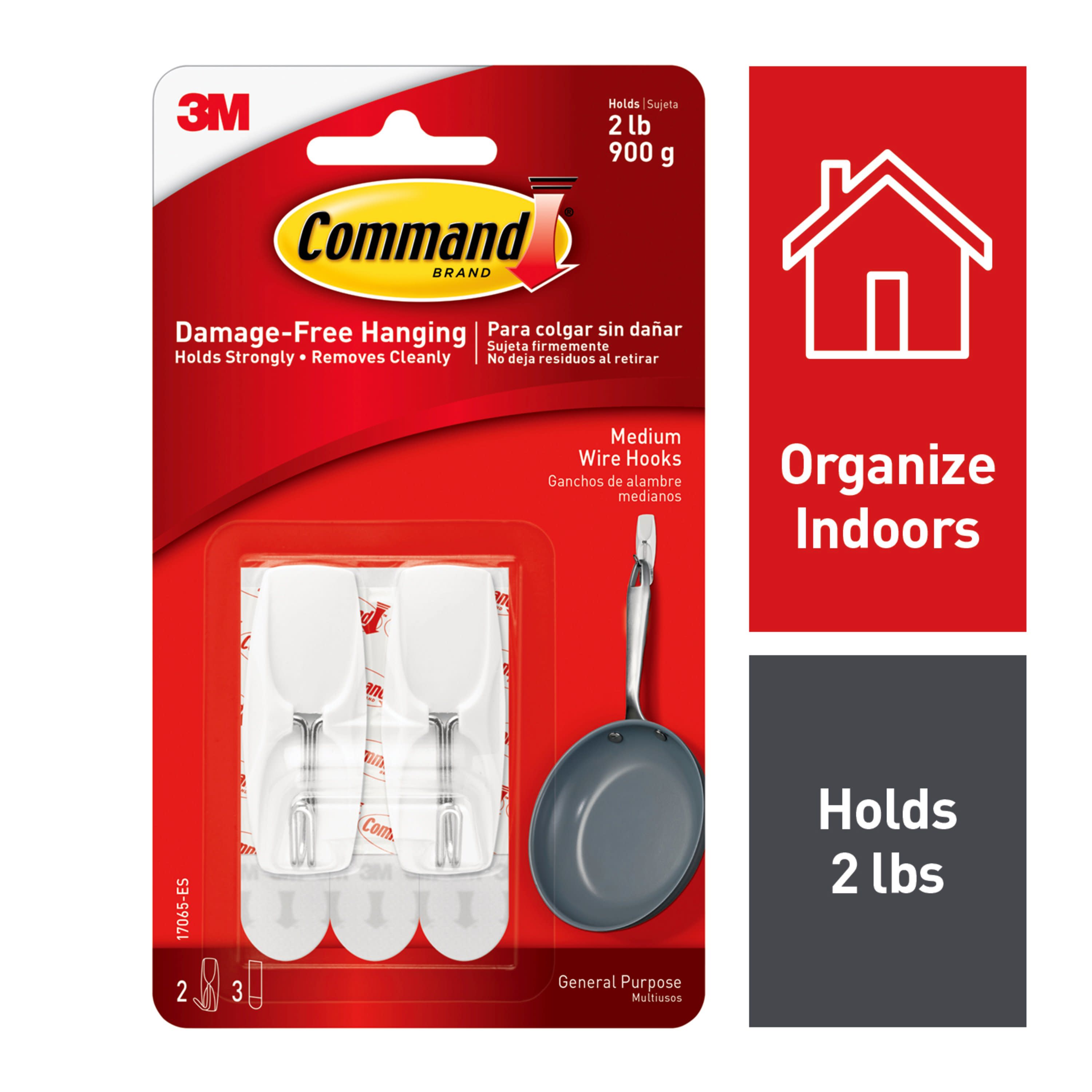 Command Medium 2-Pack White Adhesive Wire Hook (2-lb Capacity) in