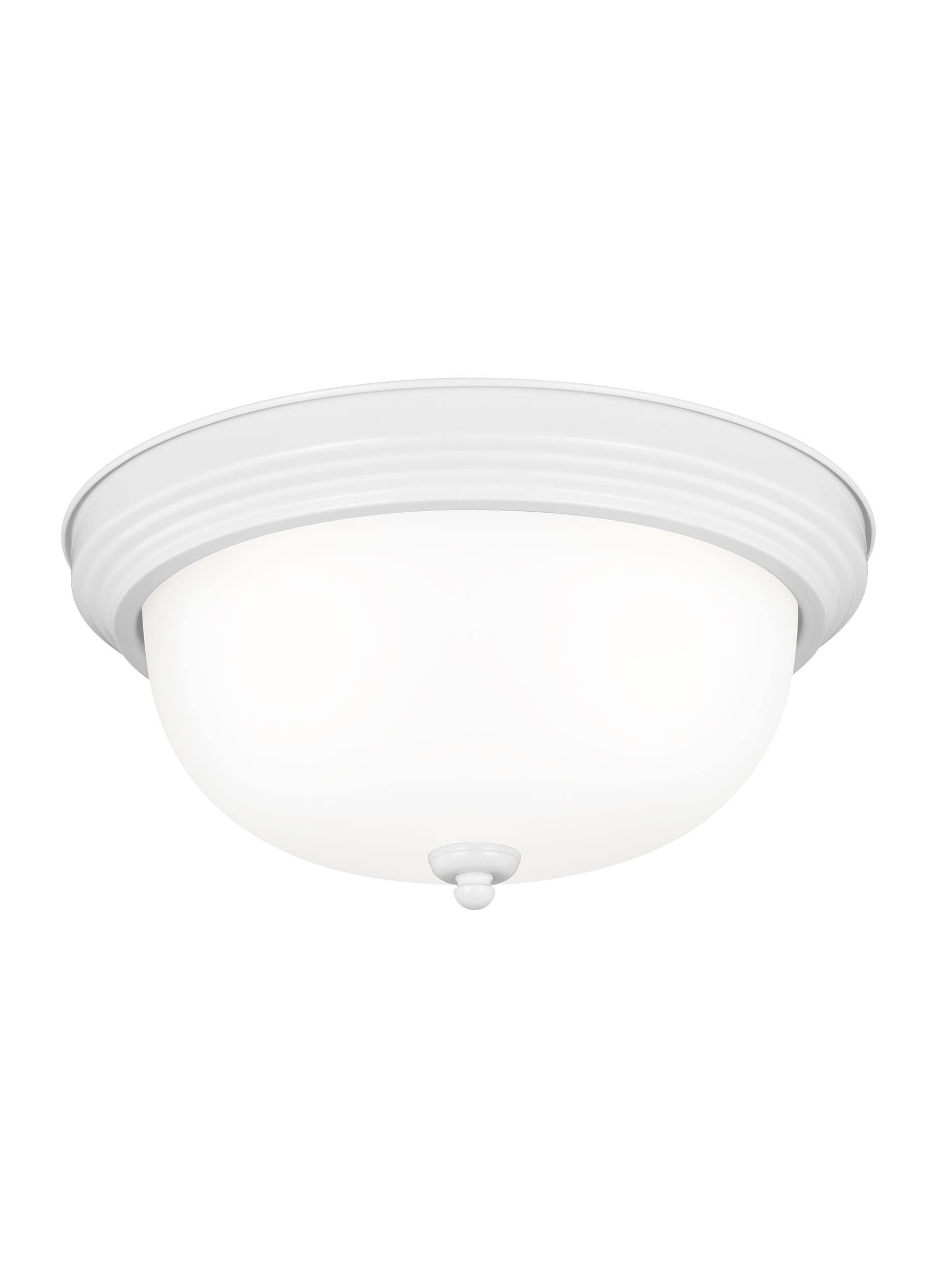 Transitional 14.5'' White Glass Bowl Flush Mount Ceiling Light
