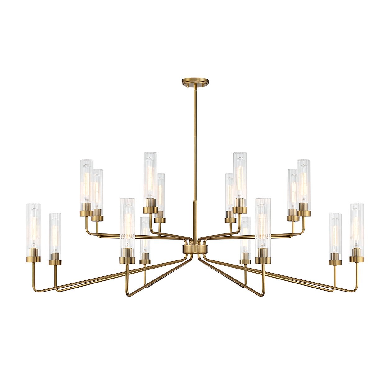 Savoy House 1-8862-16-322 Baker 16 -Light Brushed Brass Modern/contemporary For Use in Bedrooms, Dining Rooms, Foyers, Kitchens, Living Rooms Chandelier
