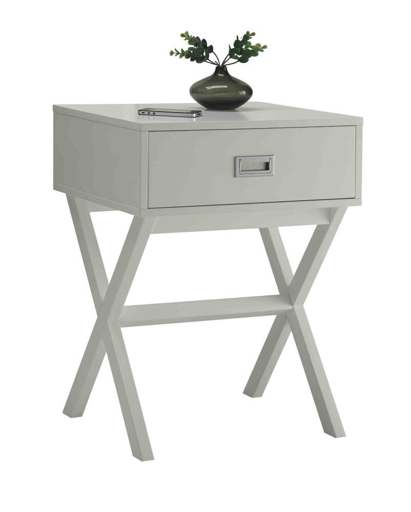Landon Modern White Wood End Table with Concealed Drawer