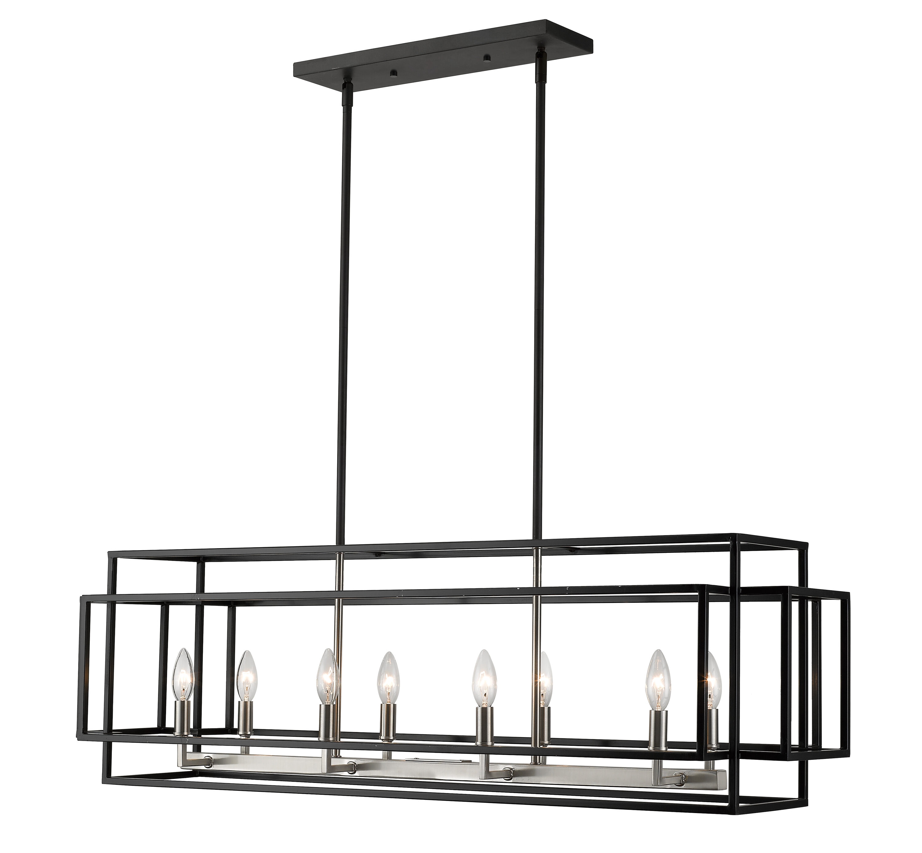 Z-Lite 454-44L-BK-BN Titania Black + Brushed Nickel Incandescent Candelabra base (E-12) Pool Table Lighting
