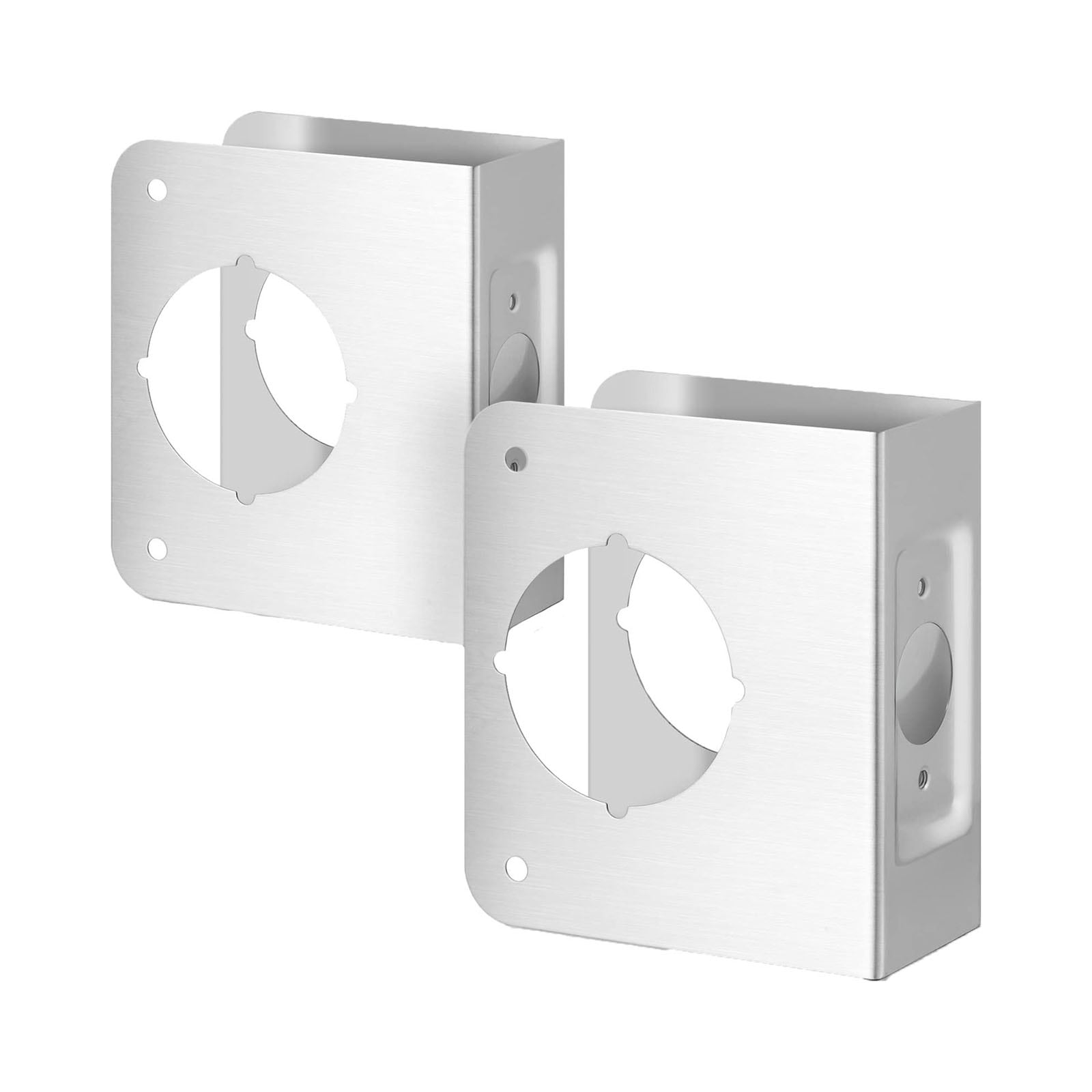 Etokfoks Stainless Steel Door Reinforcement Plates for 1 3 4 in Doors with Keyed Knob Locksets 2 Pack Silver #LETCXSC4P