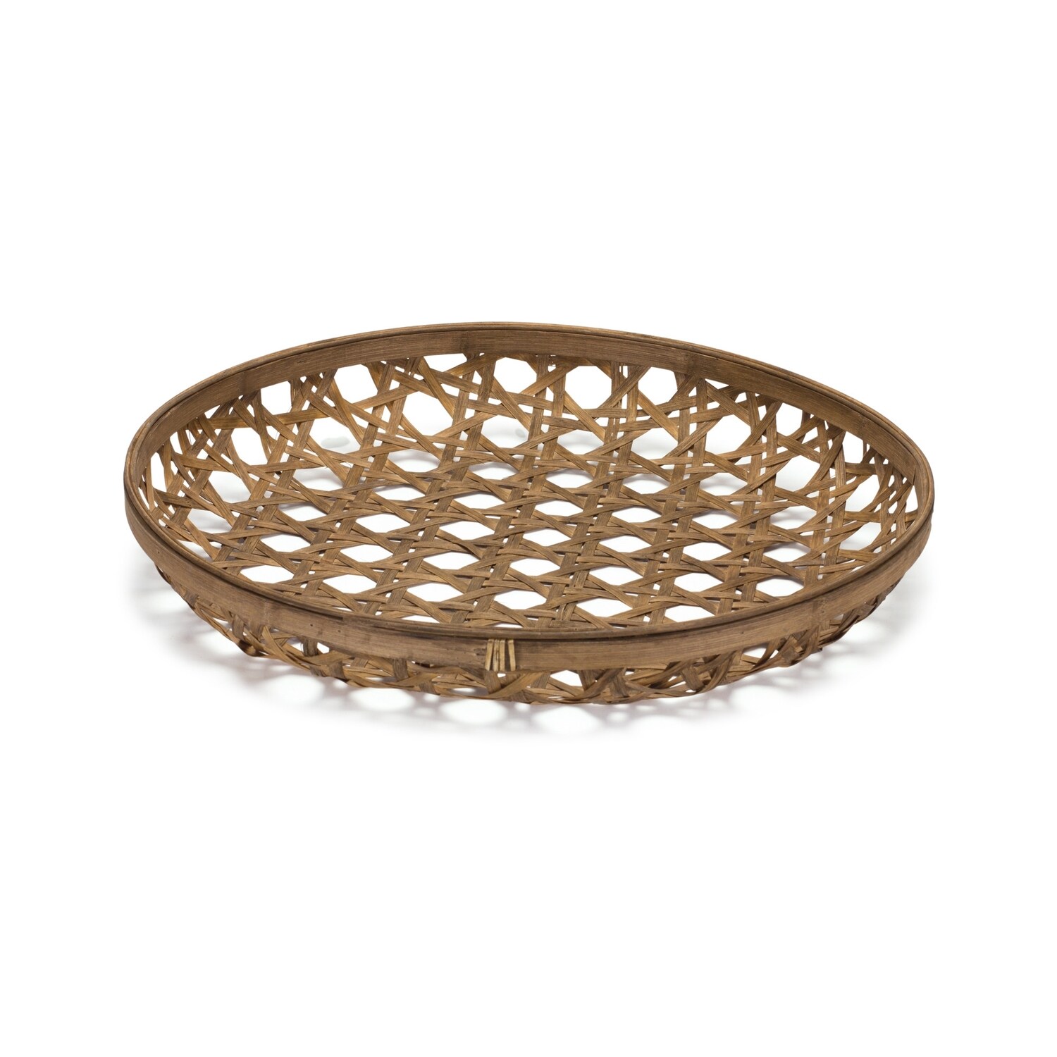 HomeRoots 4000516323 3.75-in x 22.25-in Brown Round Serving Tray