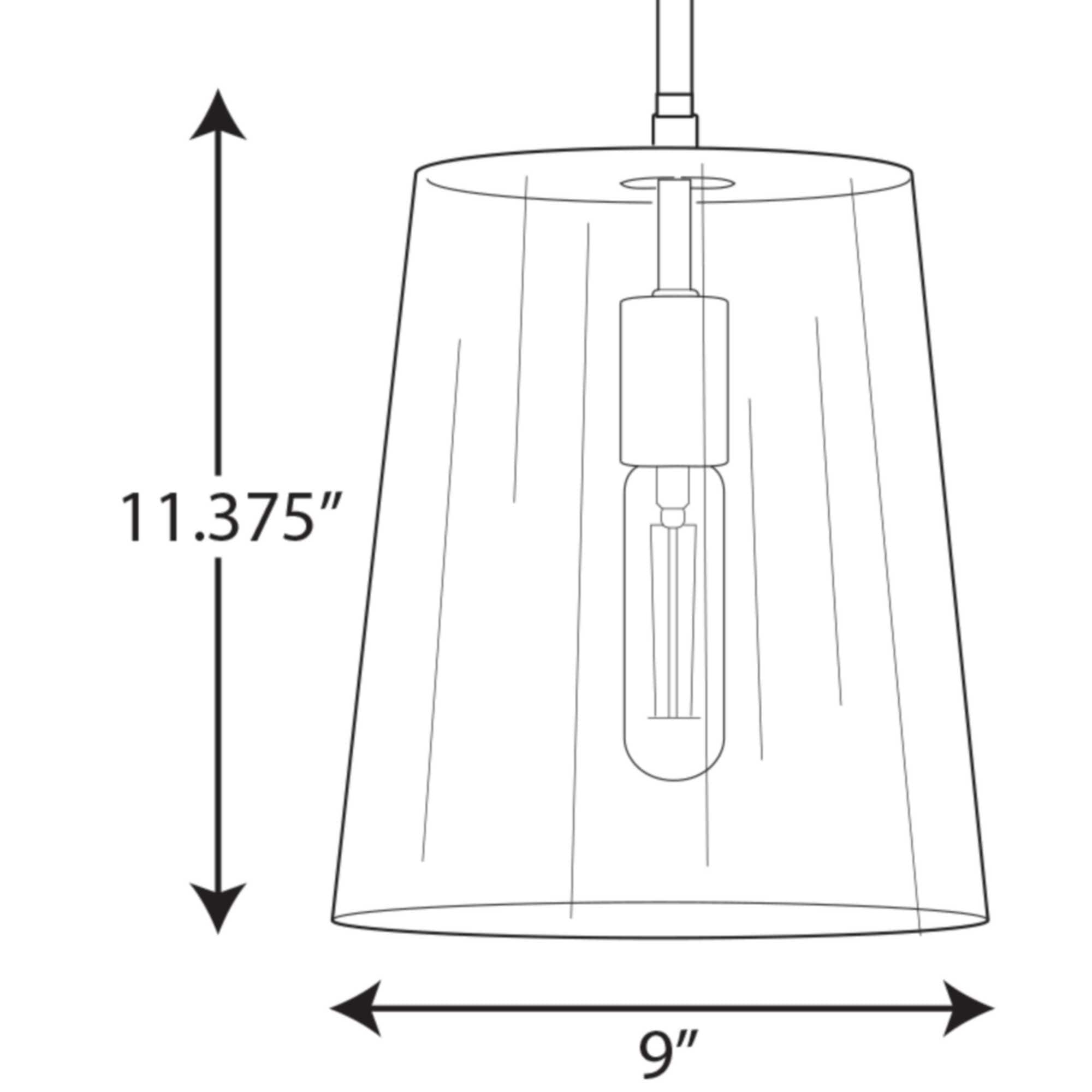 Clarion 9" Matte Black and Clear Glass Coastal Pendant Light
