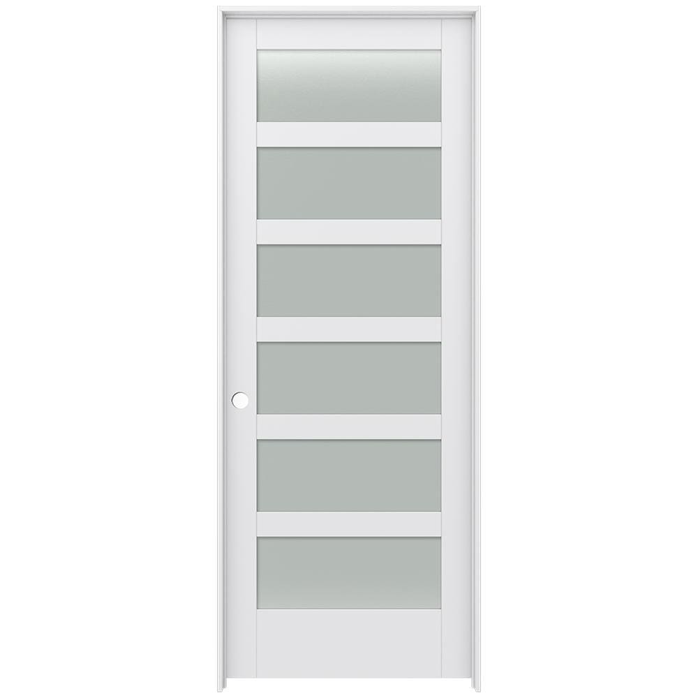 JELD-WEN 36-in x 80-in Unfinished K-frame Frosted Glass Unfinished