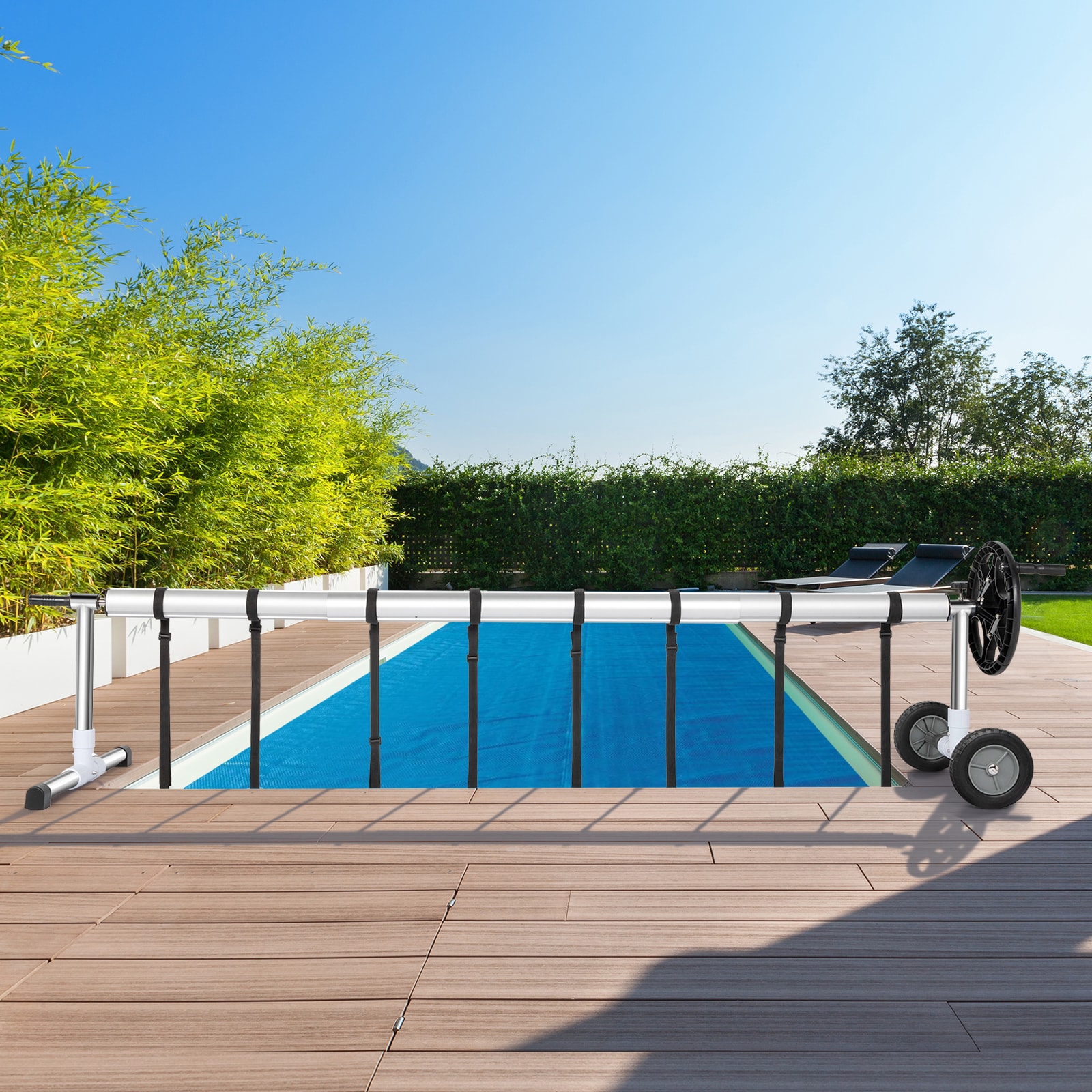 Horizon Elite Solar Cover Reel for 28 FT Wide Above Ground Swimming Pools, Solar Blanket Holder