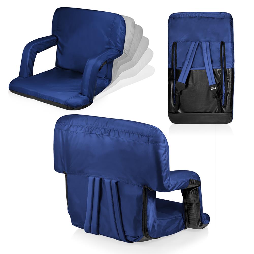 Stadium Seat Cushion ? Set of 2 Wide Reclining Stadium Chairs for Bleachers  with Back Support Armrests and Backpack Straps by Home-Complete (Black)
