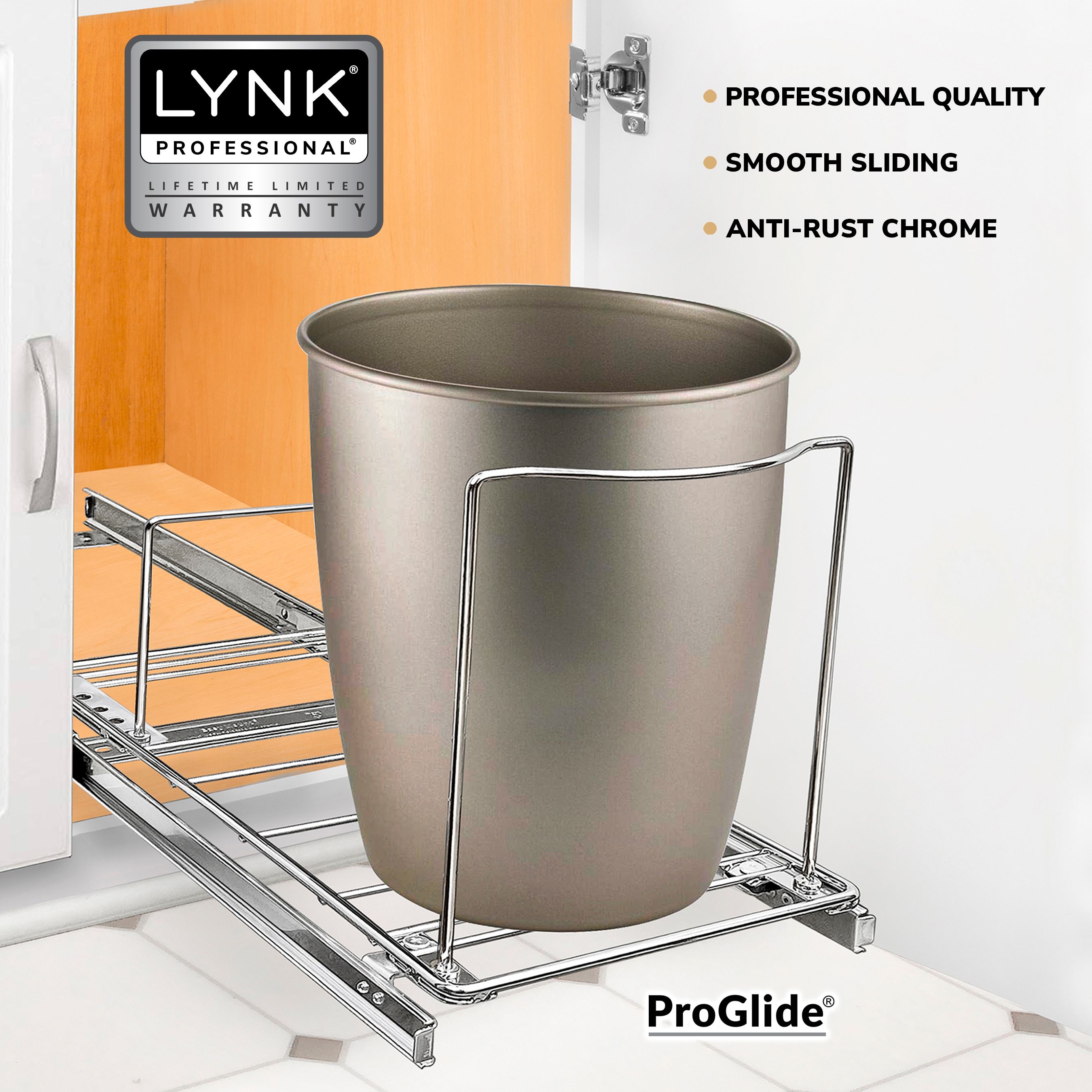 Lynk Professional Chrome Pull-Out Cabinet Organizer - 17 inch