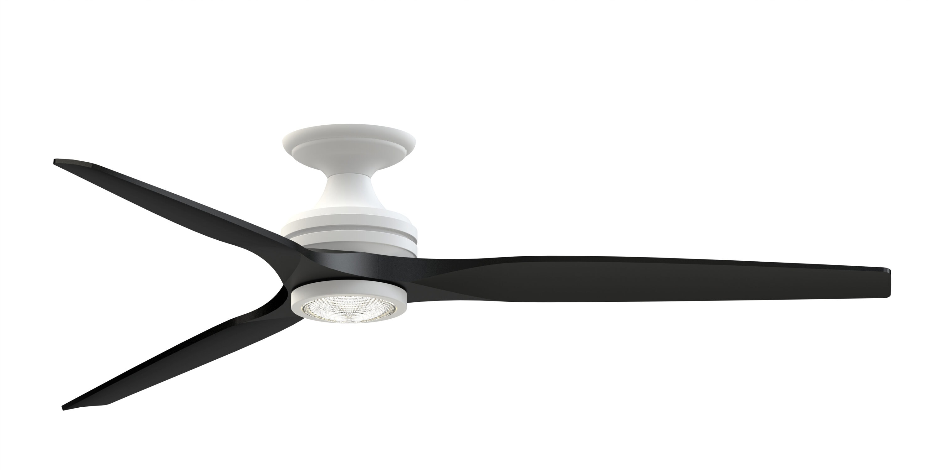 Fanimation FPD6721BMW-64BL-LK-F Spitfire 64-in Color-Changing Integrated LED Outdoor Flush Mount Smart Matte White with Black Blades Propeller Ceiling Fan With Light - Remote Included ( 3 -Blade )