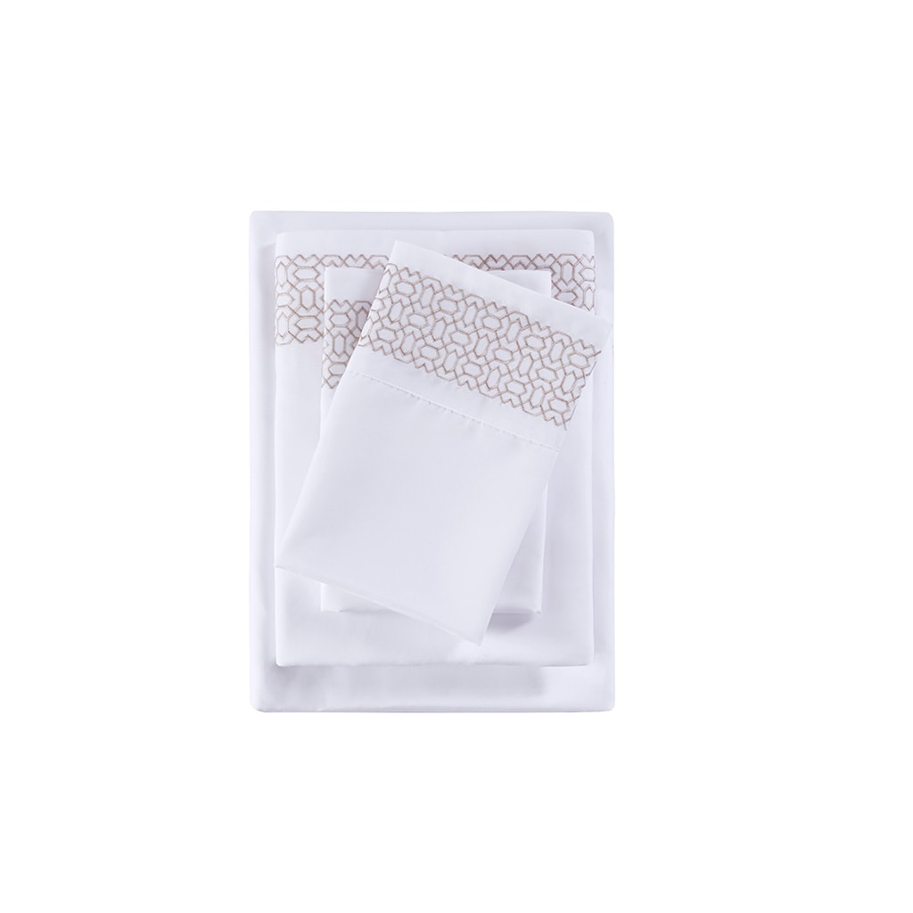 Gracie Mills 6718-02PM Luca 4-Peice Embroidered Soft Brushed Microfiber Sheet Set
