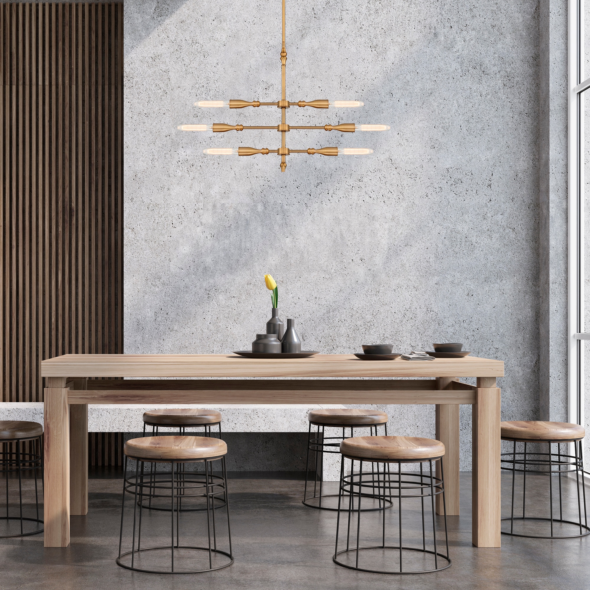 Designers Fountain D231M-IS-OSB Louise 6 -Light Old Satin Brass Modern/contemporary Clear glass Tiered Large Hanging Kitchen island light