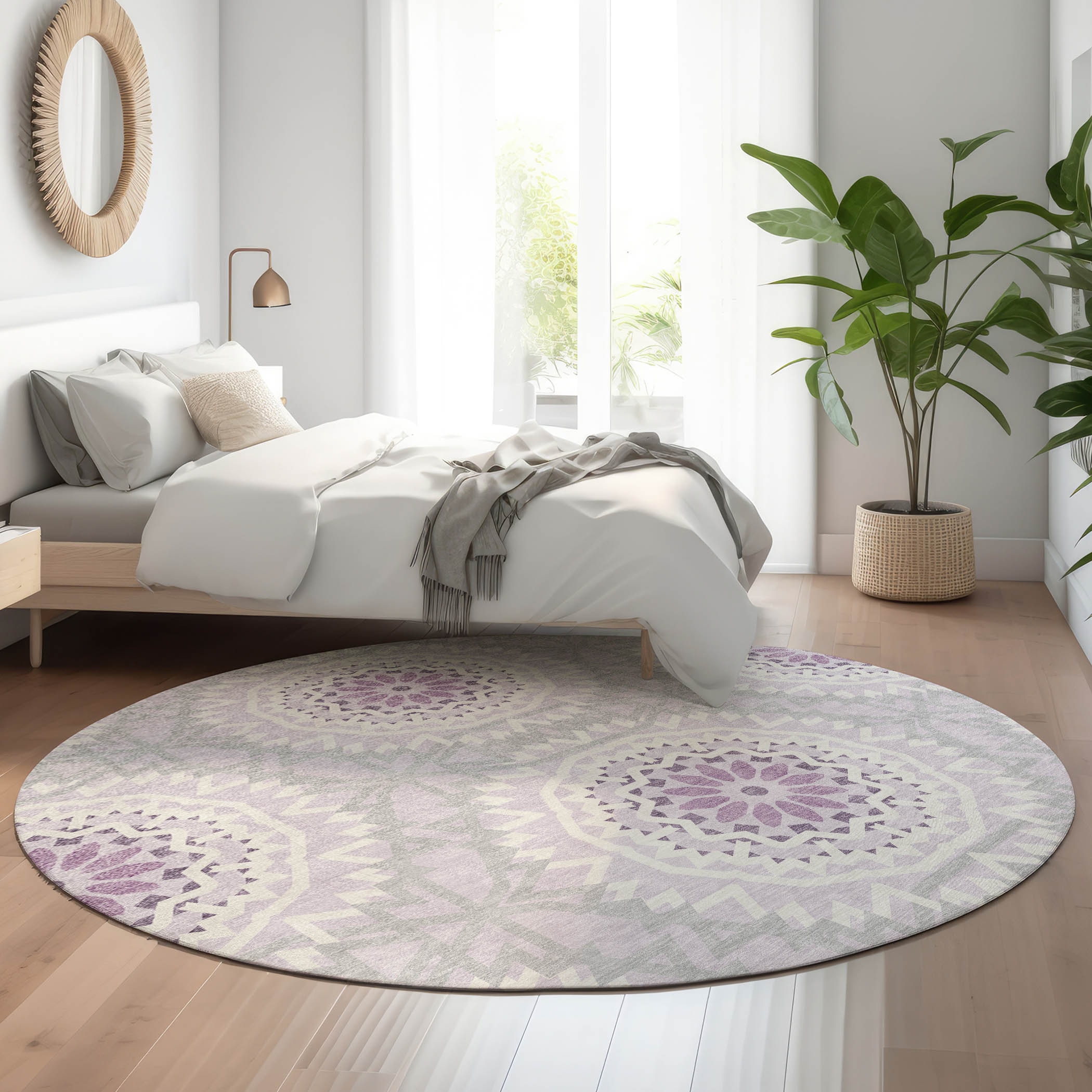 Addison Rugs AMF619LL8RO Mayfield AMF619LL 8 x 8 (ft) Loomed Lilac Round Indoor Geometric Machine washable Pet Friendly Area rug