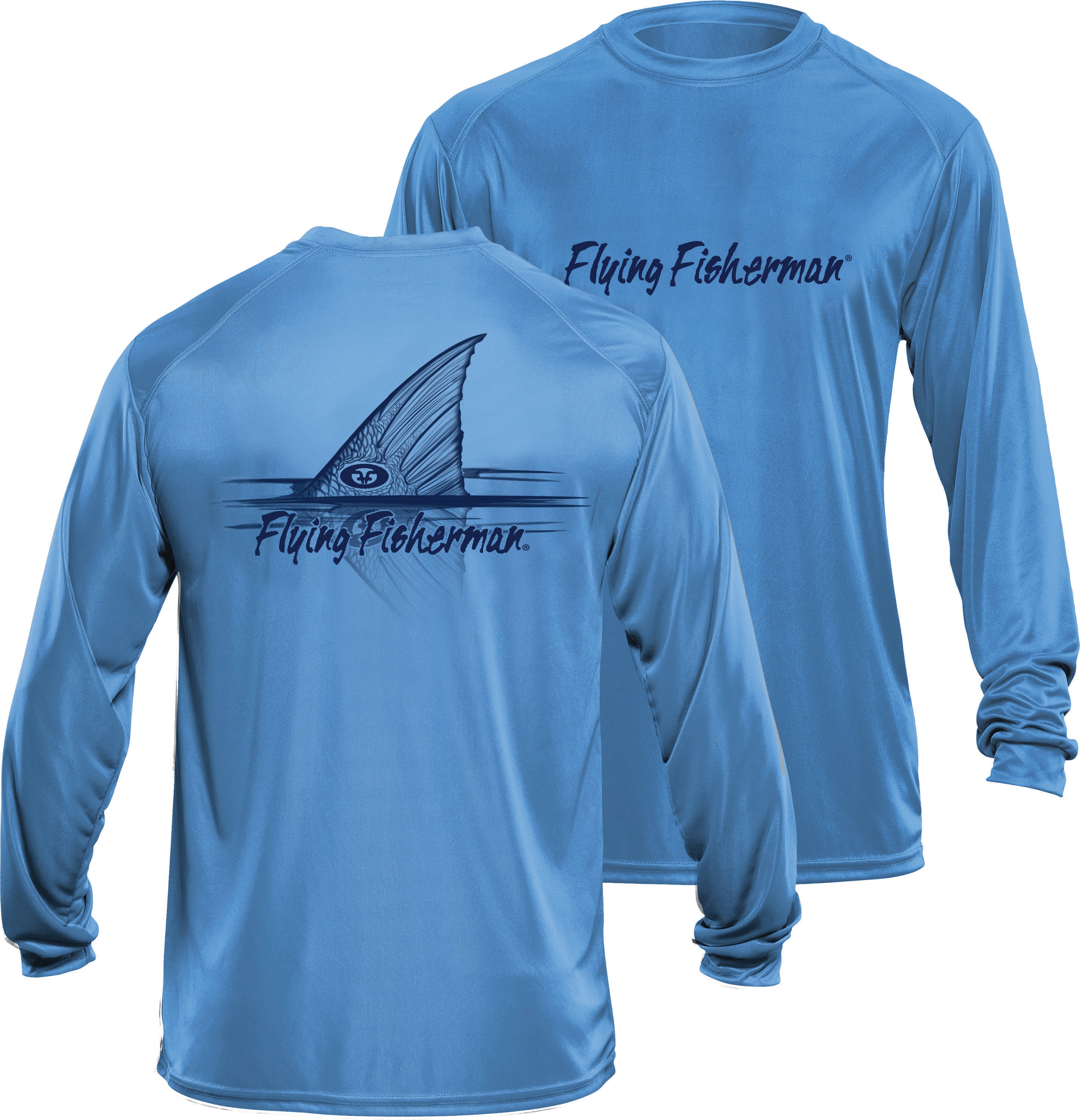 Flying Fisherman Unisex Polyester Long Sleeve Graphic T-shirt (Large) at