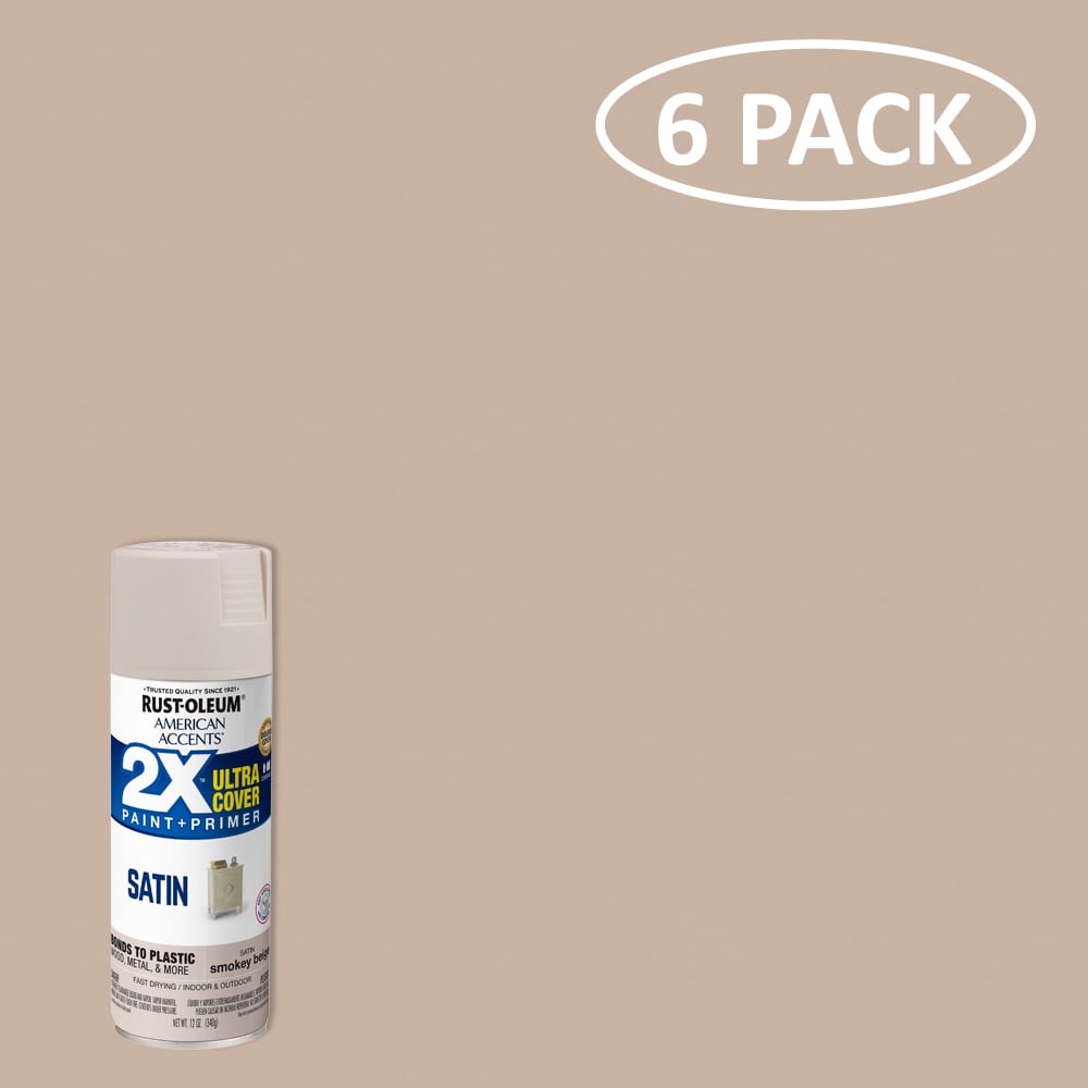Rust-Oleum 2X Ultra Cover 6-Pack Satin Smokey Beige Spray Paint and Primer  In One (NET WT. 12-oz ) in the Spray Paint department at