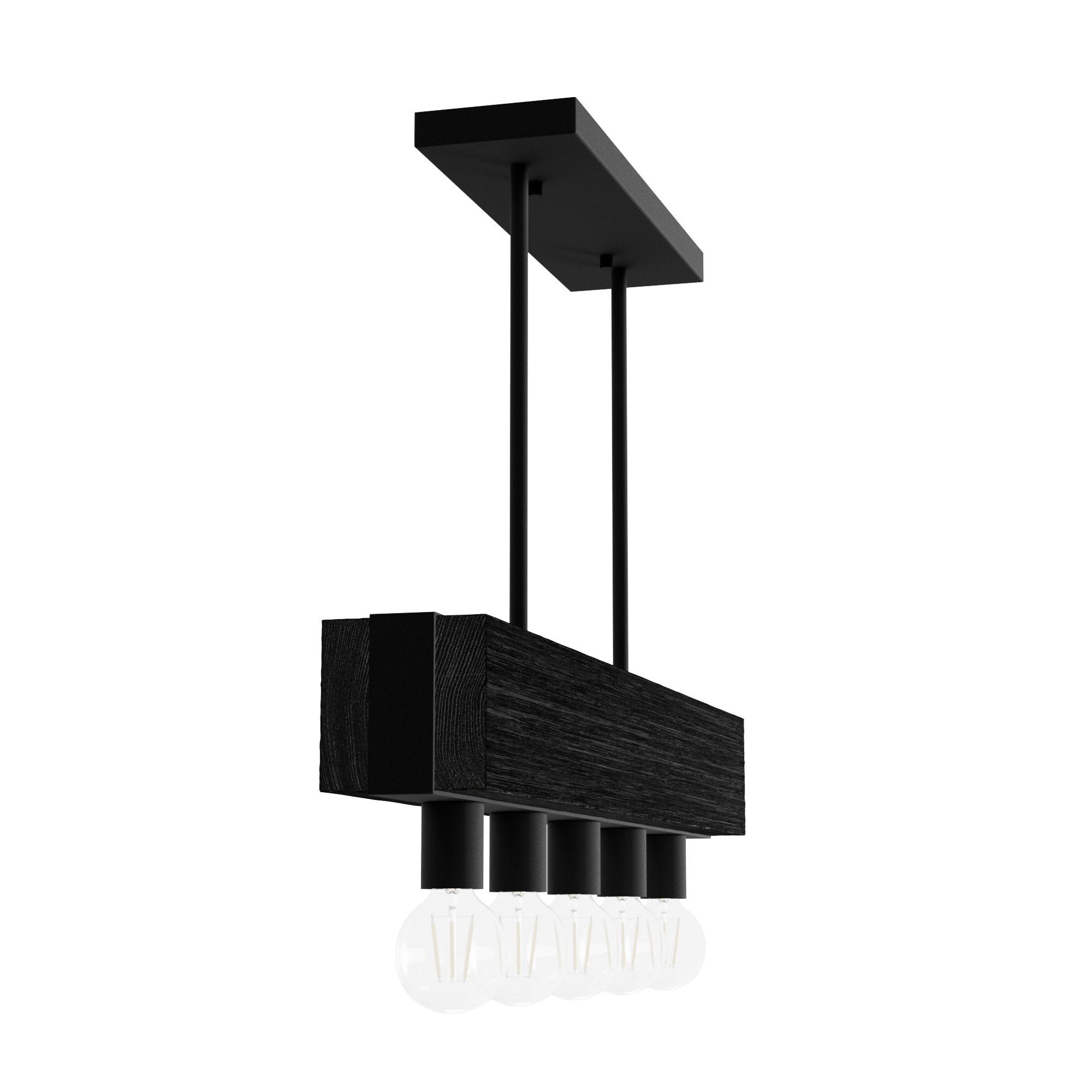 Black Iron and Ash 5-Light Linear Chandelier