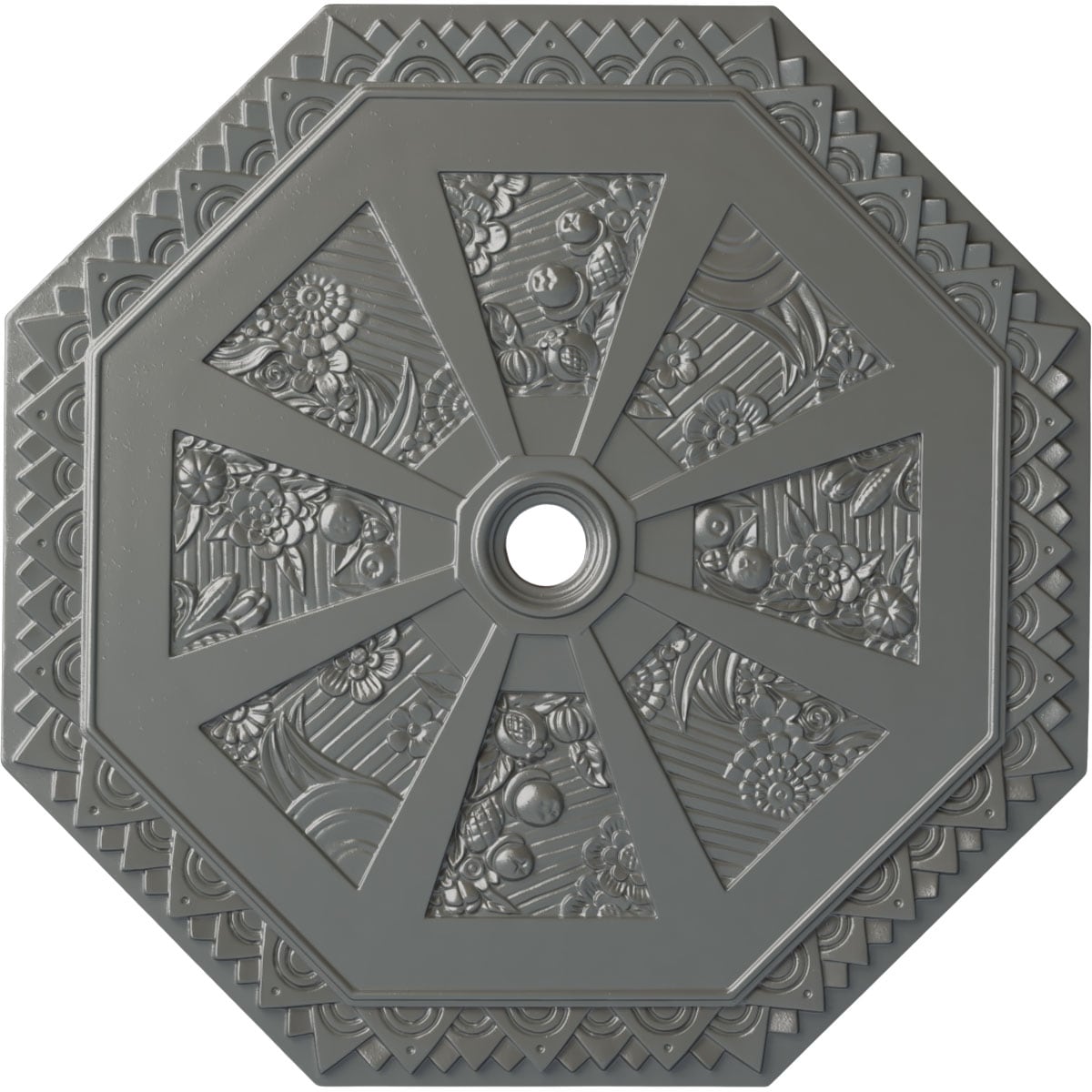 Ekena Millwork CM30SPSLS Spring Octagonal 29.125-in W x 29.125-in L Painted Silver Polyurethane Whole Ceiling Medallion
