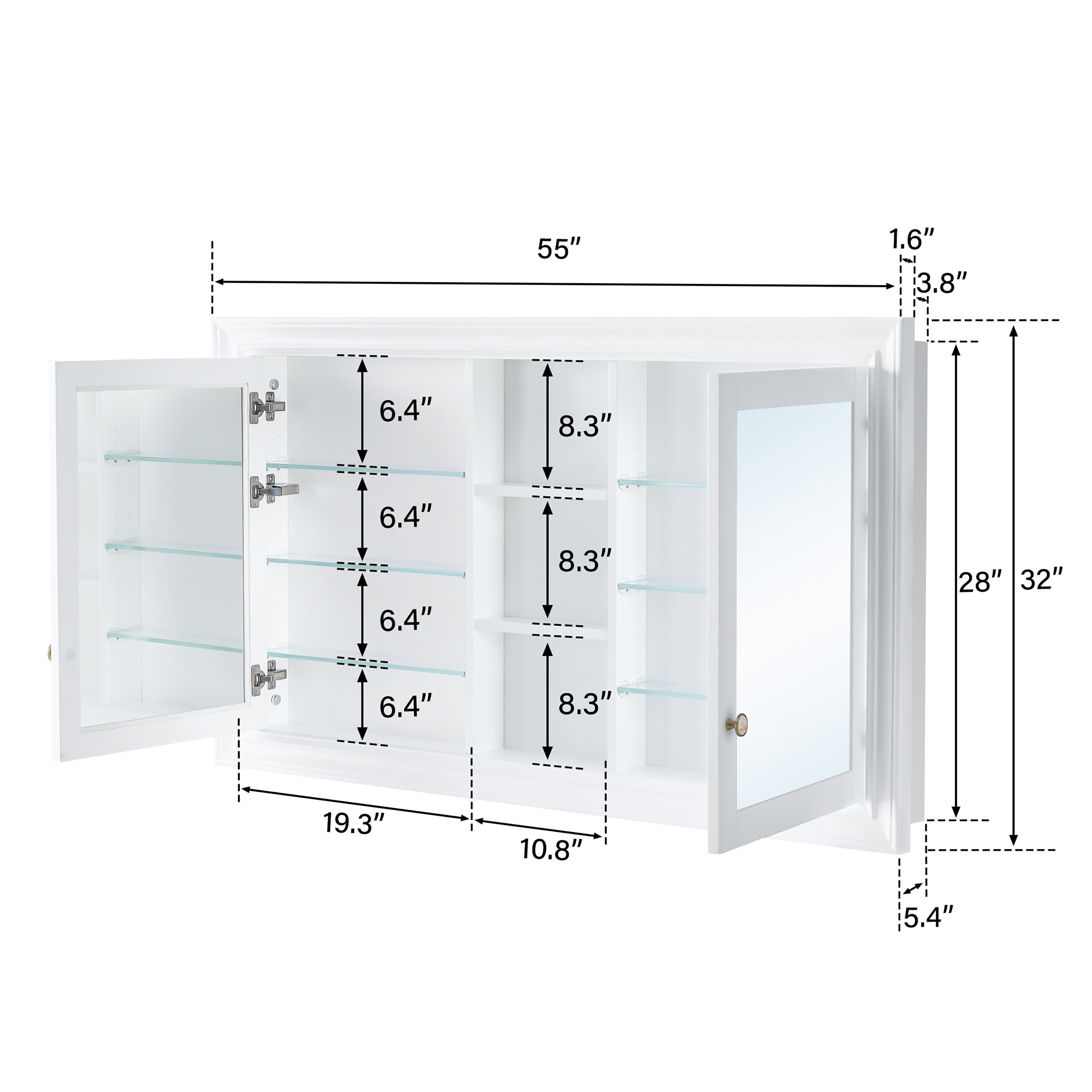Forclover FMF5532-WT Bathroom-Medicine-Cabinets - View #6