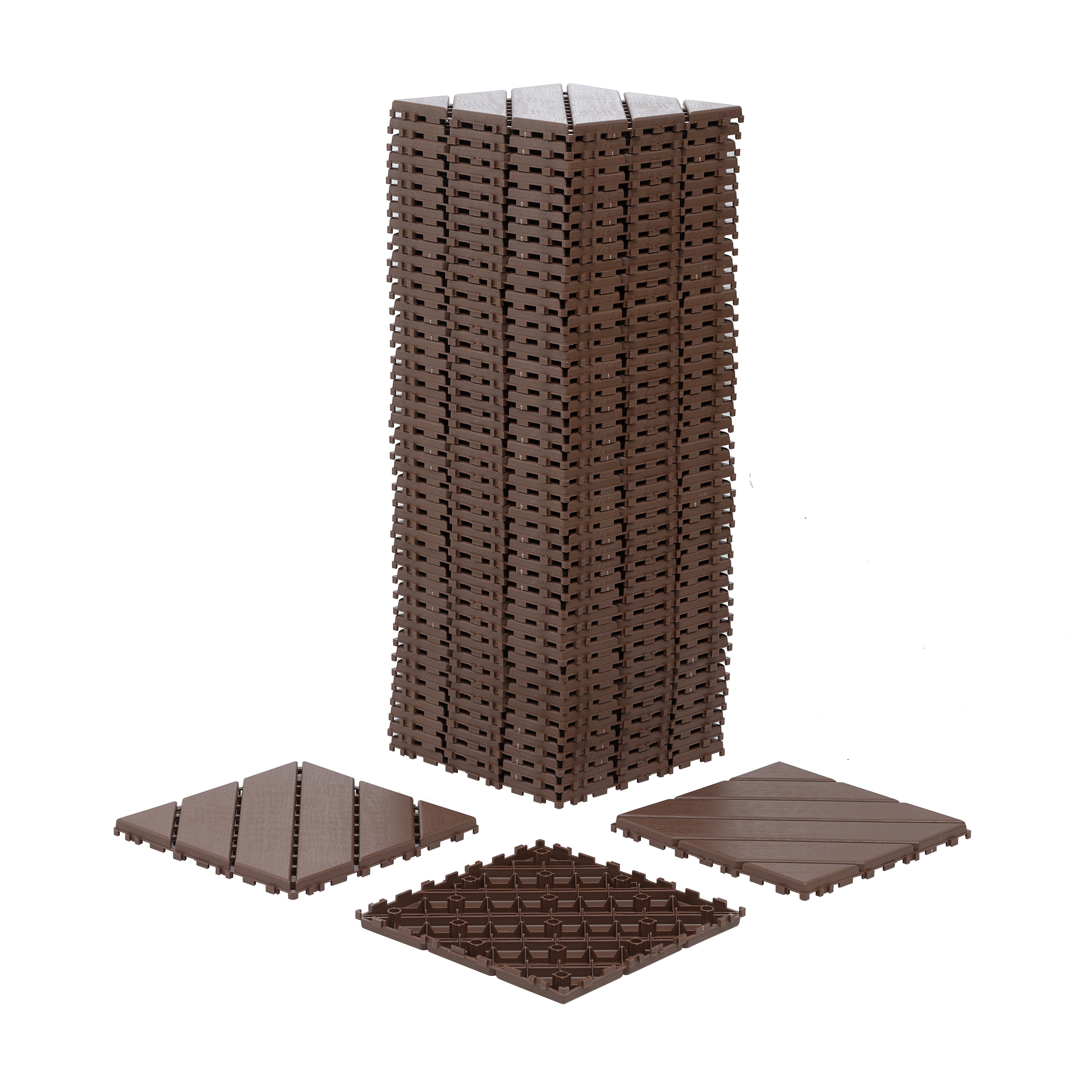 Blisstyle 12-in x 12-in 44 -Pack Brown Unfinished Vinyl/Plastic Deck tile ( 44-sq ft )